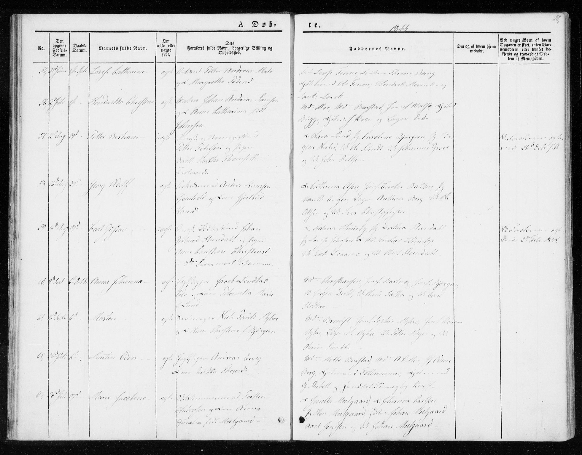 Ministerialprotokoller, klokkerbøker og fødselsregistre - Sør-Trøndelag, SAT/A-1456/604/L0183: Ministerialbok nr. 604A04, 1841-1850, s. 22