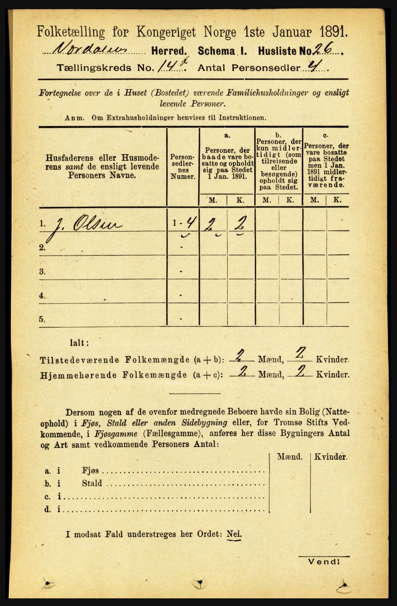 RA, Folketelling 1891 for 1721 Verdal herred, 1891, s. 7349