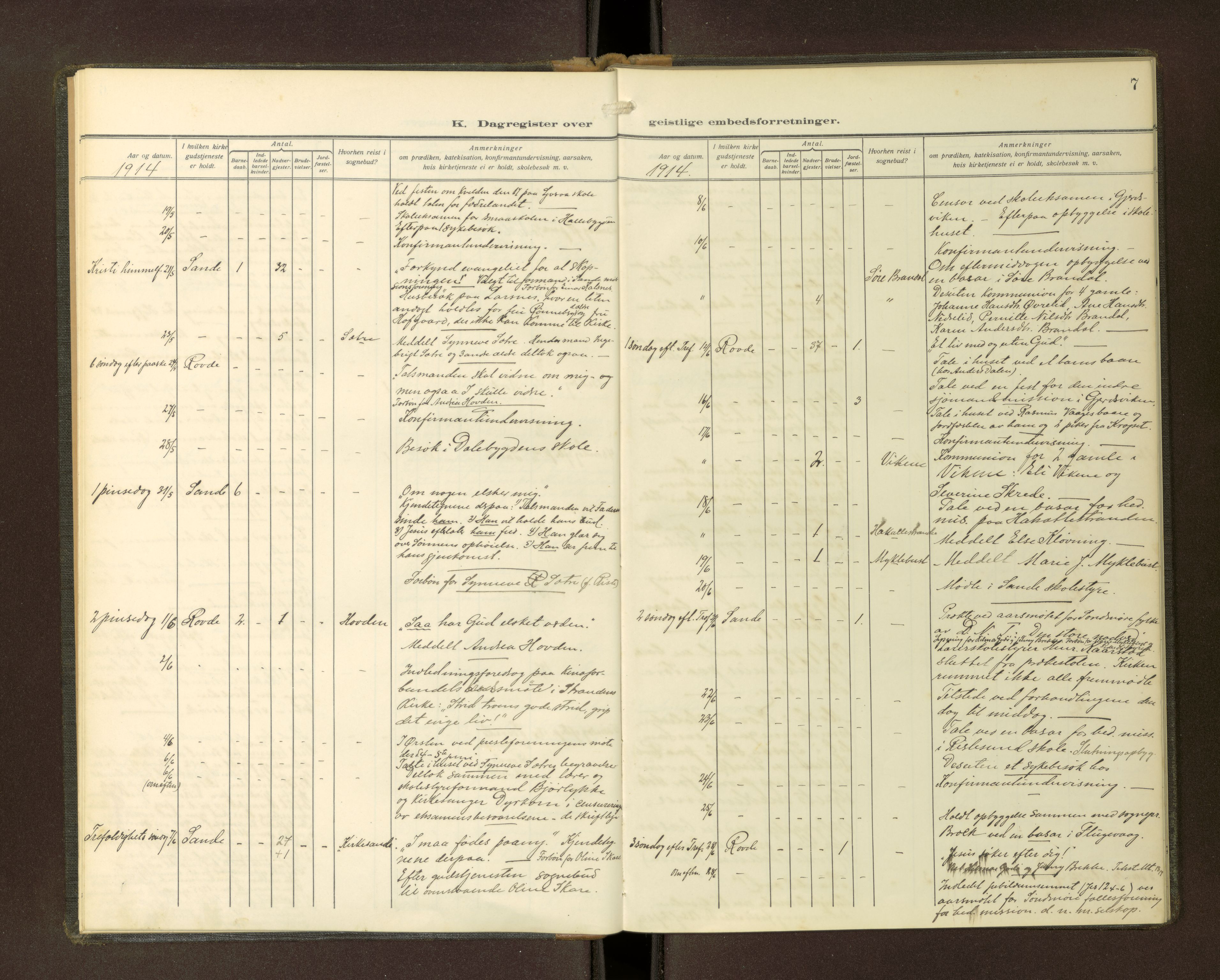 Ministerialprotokoller, klokkerbøker og fødselsregistre - Møre og Romsdal, AV/SAT-A-1454/503/L0039: Dagsregister nr. 503---, 1913-1918, s. 7