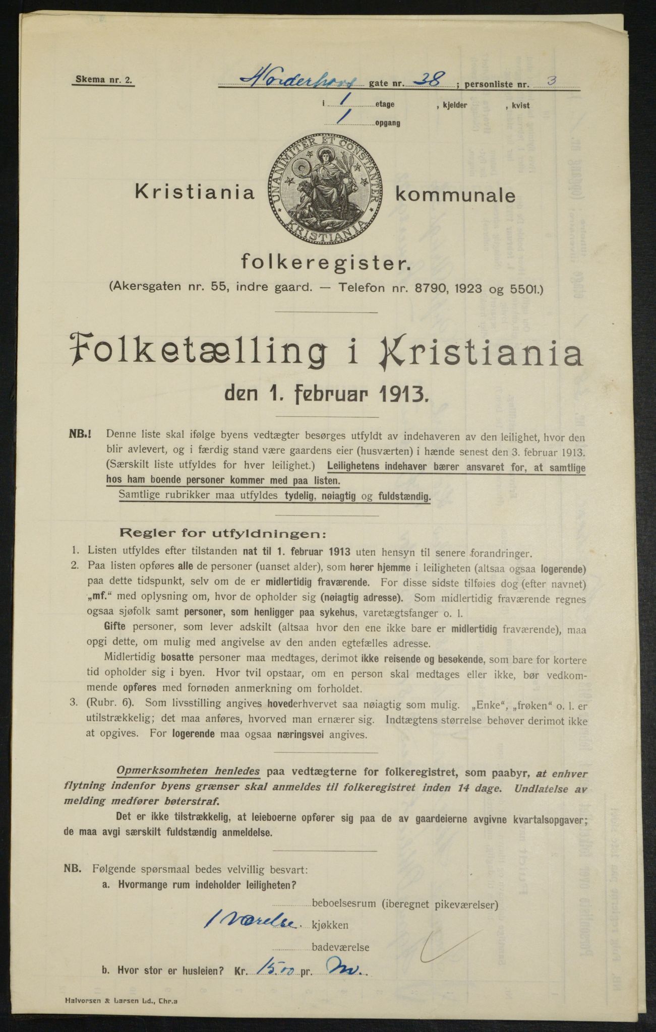 OBA, Kommunal folketelling 1.2.1913 for Kristiania, 1913, s. 73089