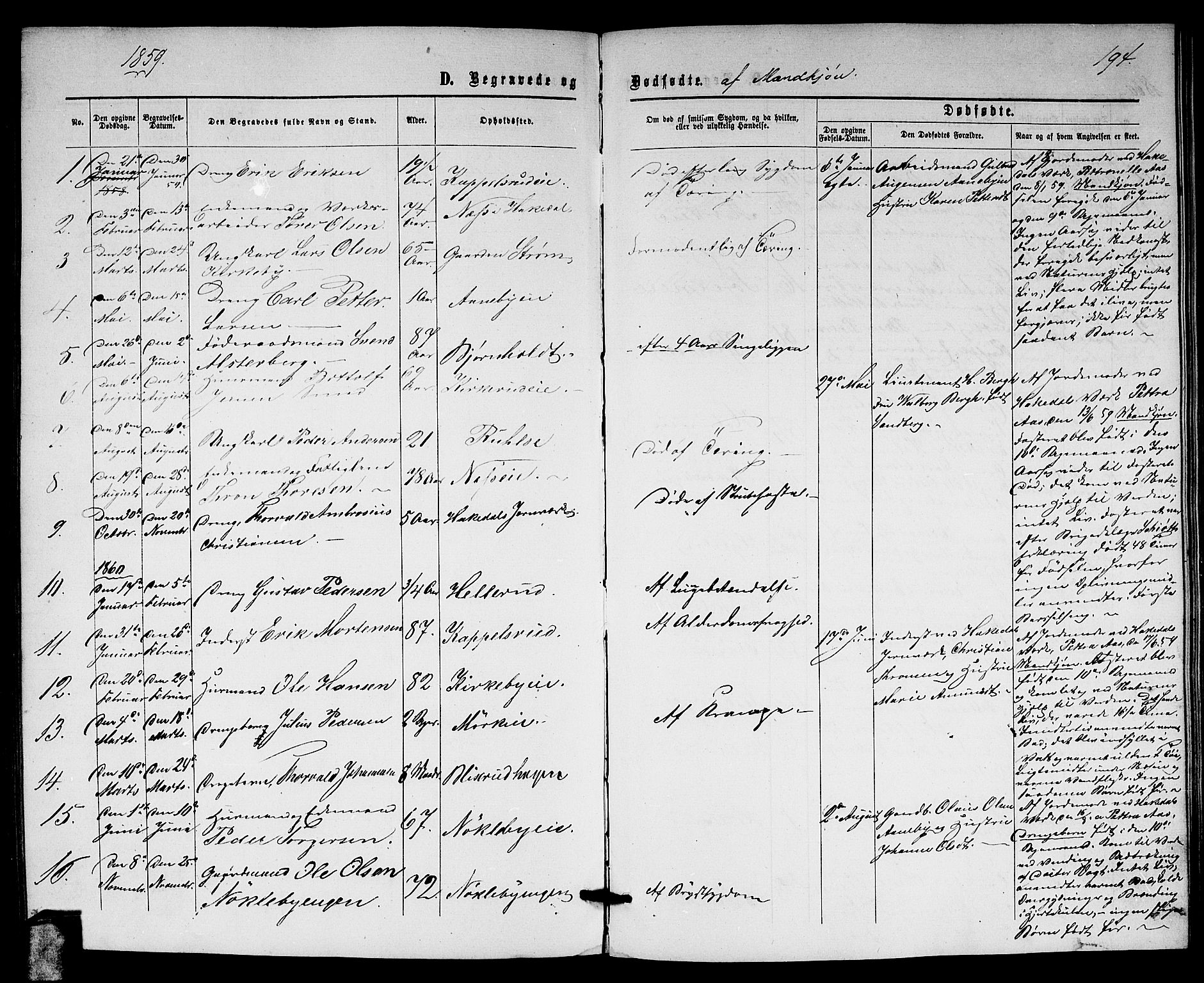 Nittedal prestekontor Kirkebøker, AV/SAO-A-10365a/G/Gb/L0001: Klokkerbok nr. II 1, 1859-1878, s. 194