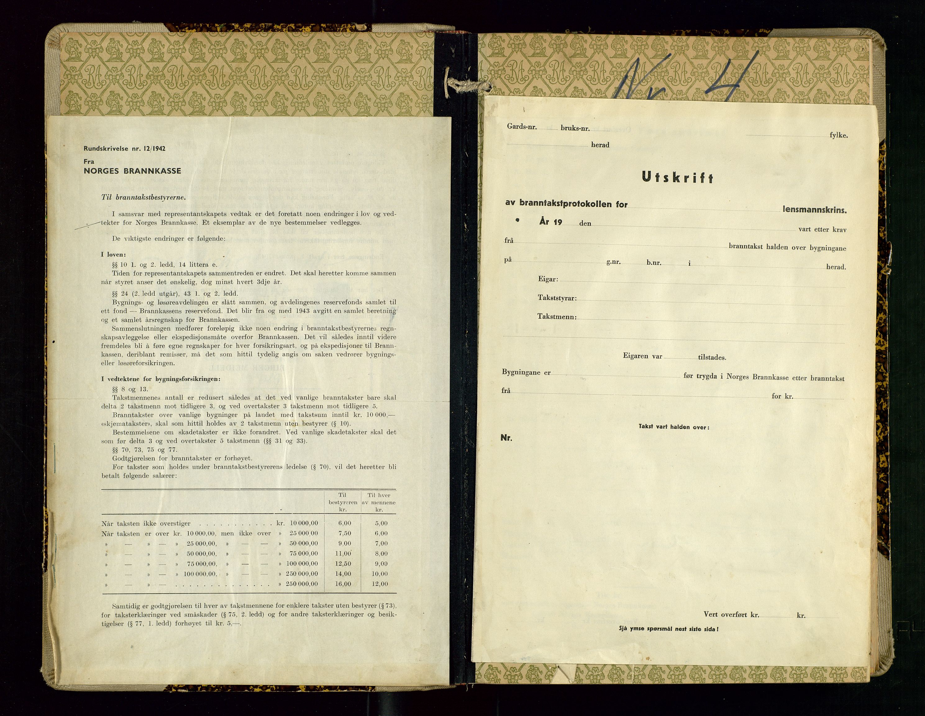 Vikedal lensmannskontor, AV/SAST-A-100179/Gob/L0005: Branntakstprotokoll, 1942-1956