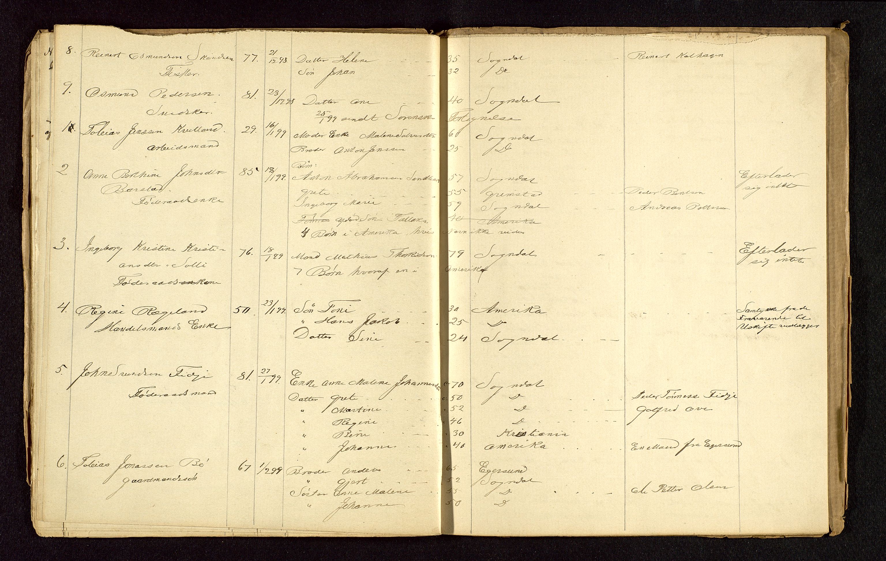 Sokndal lensmannskontor, AV/SAST-A-100417/Gga/L0001: Dødslister, 1889-1923