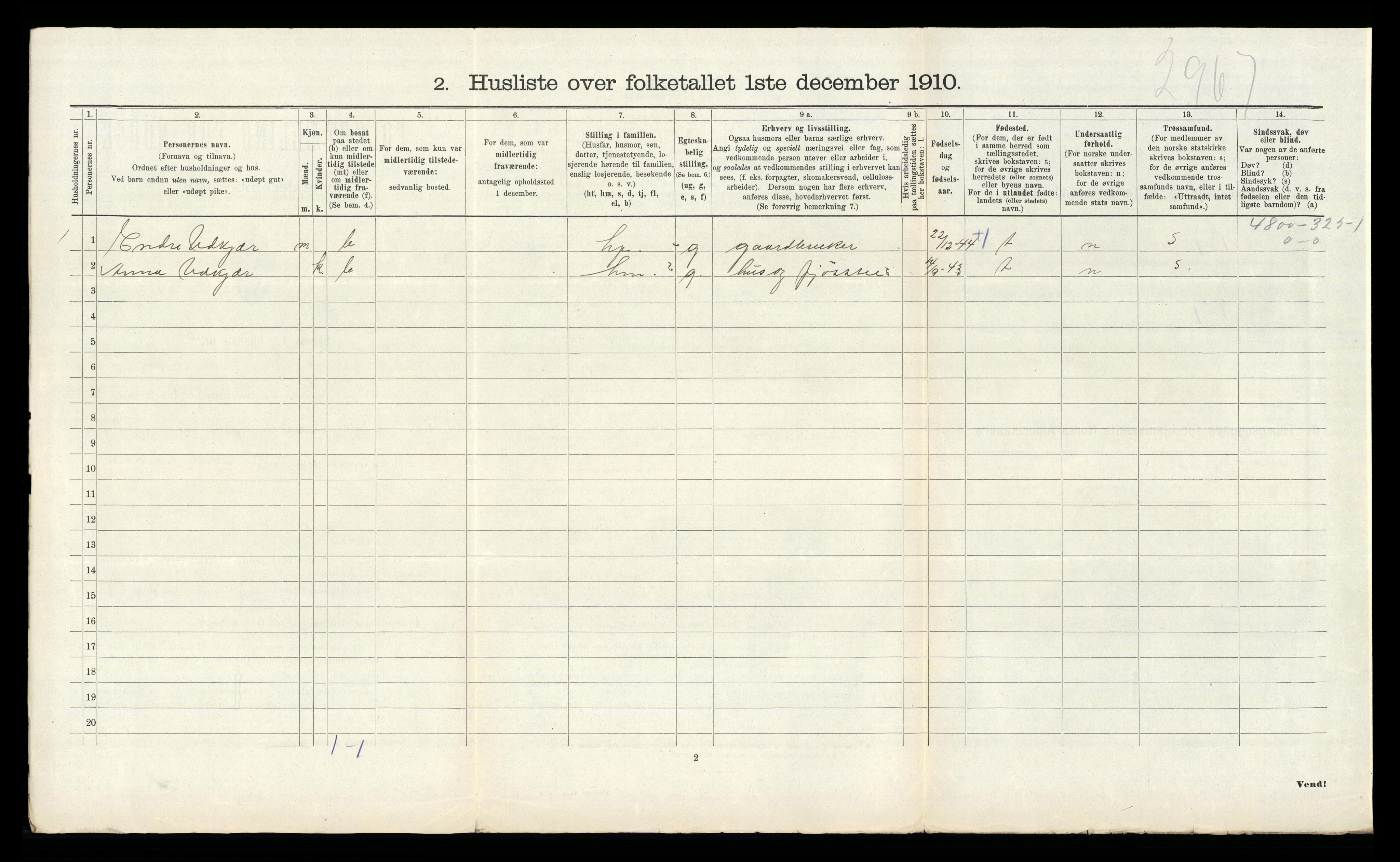 RA, Folketelling 1910 for 1018 Søgne herred, 1910, s. 1371