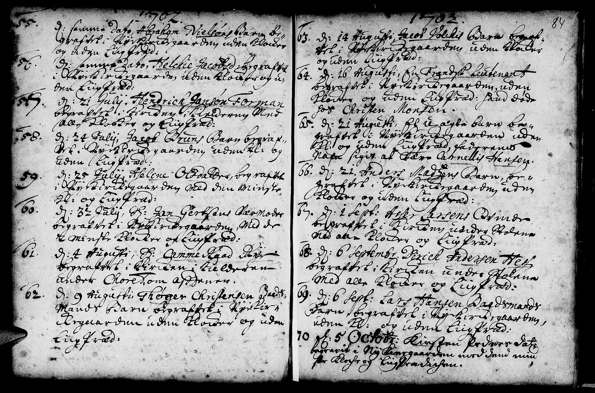 Nykirken Sokneprestembete, AV/SAB-A-77101/H/Haa/L0009: Ministerialbok nr. A 9, 1689-1759, s. 84