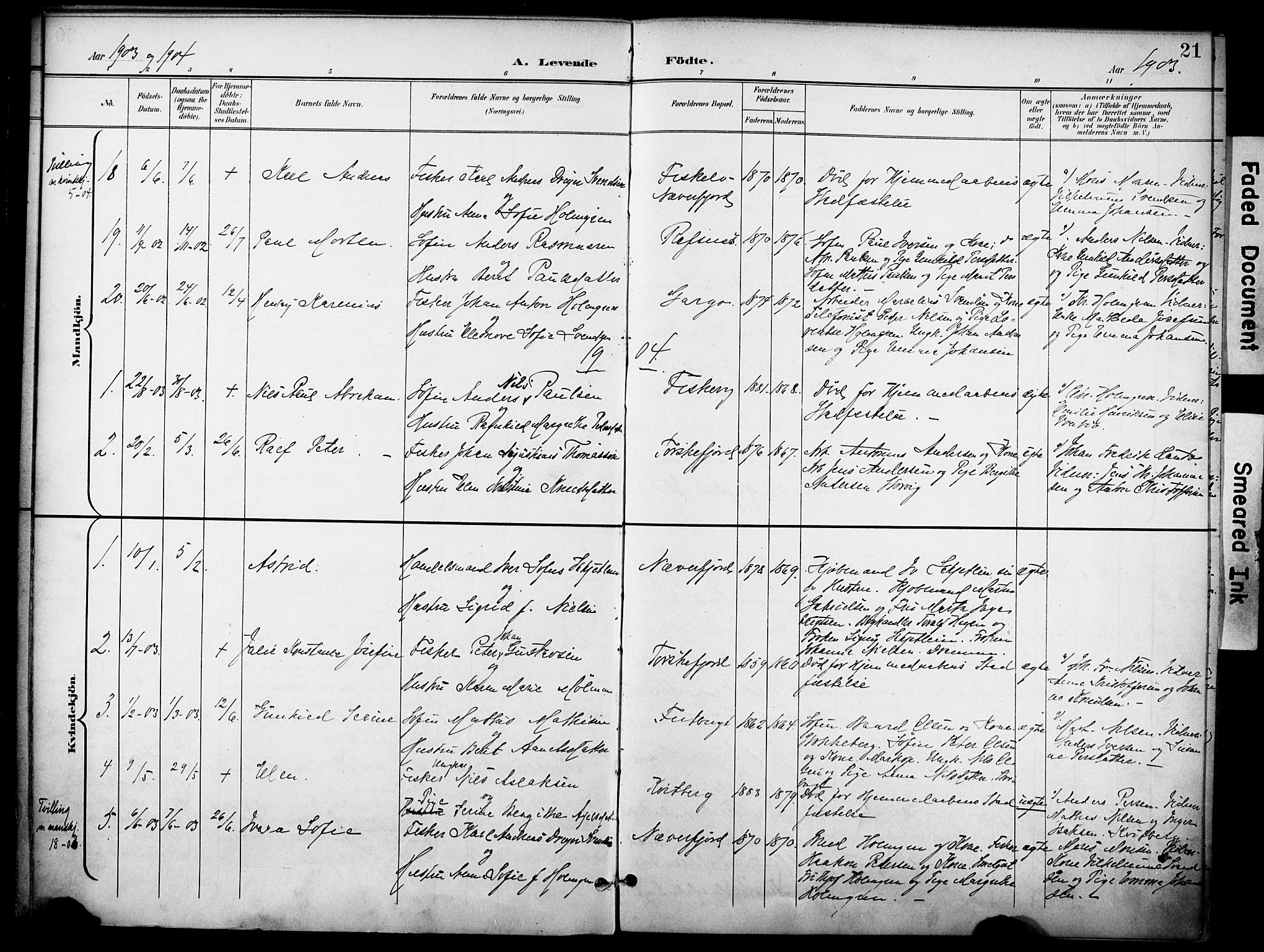 Hammerfest sokneprestkontor, AV/SATØ-S-1347/H/Ha/L0012.kirke: Ministerialbok nr. 12, 1898-1908, s. 21