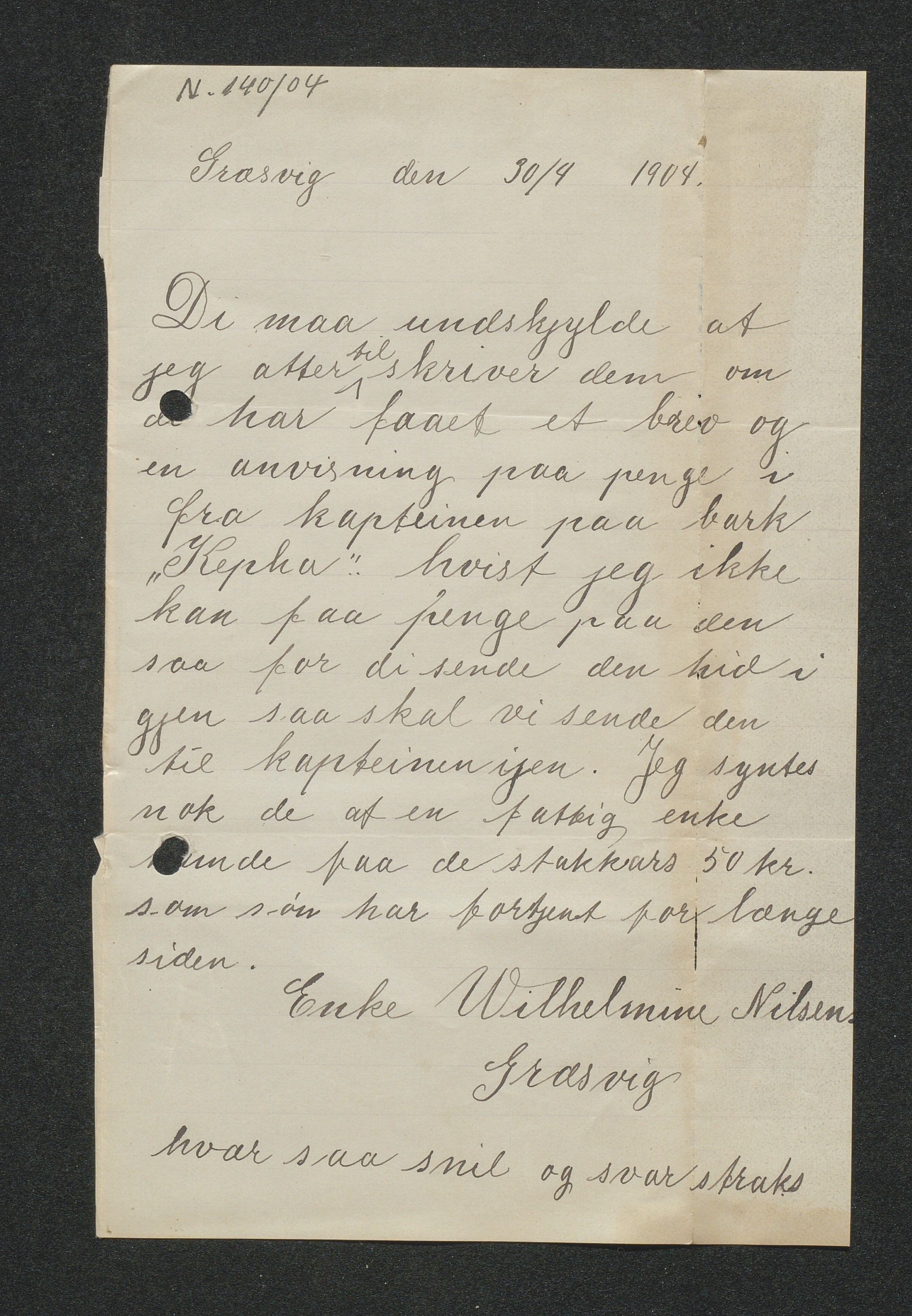 O. Terjesens rederi, AAKS/PA-2525/E/E01/L0013: Korrespondanse, 1904-1905