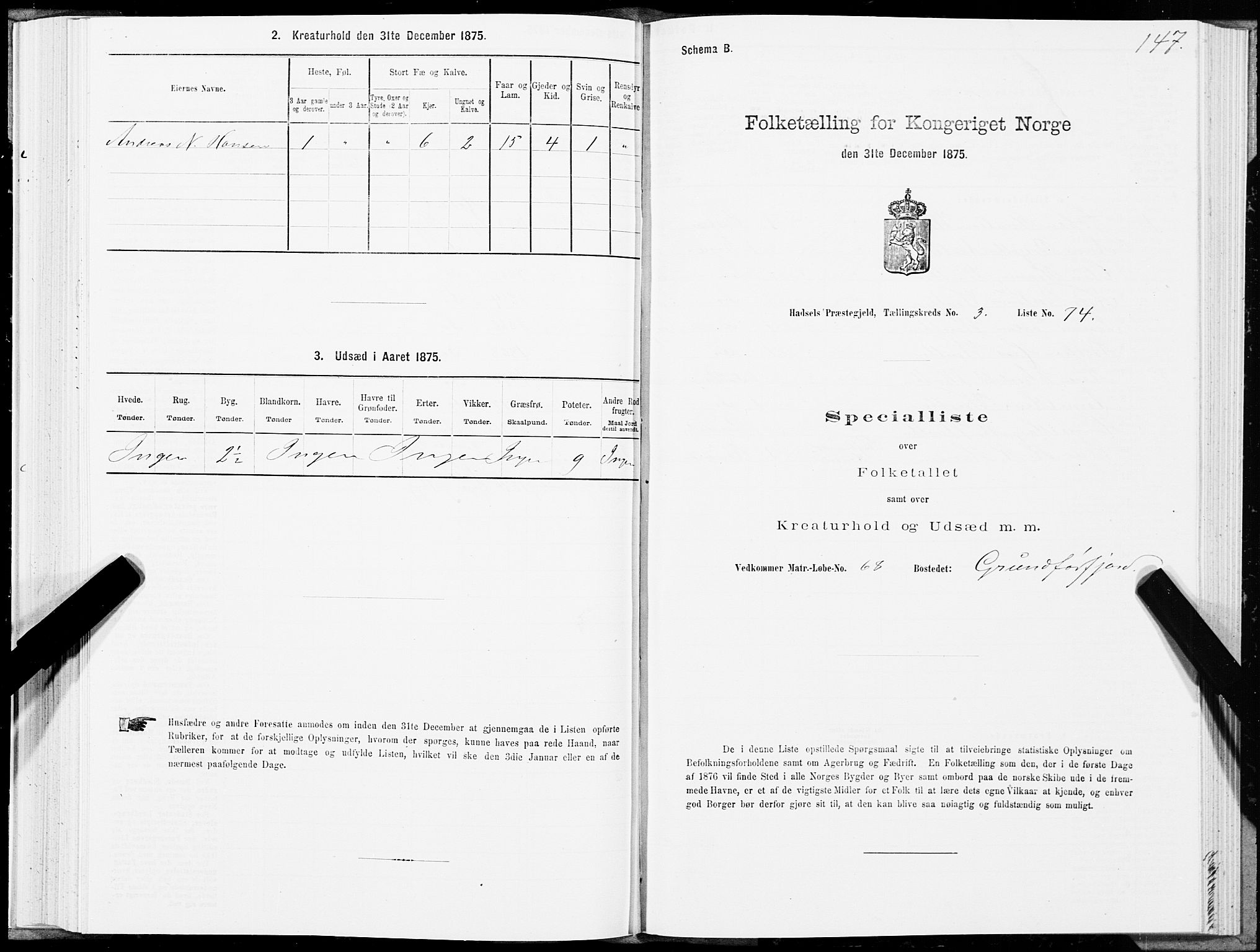 SAT, Folketelling 1875 for 1866P Hadsel prestegjeld, 1875, s. 2147