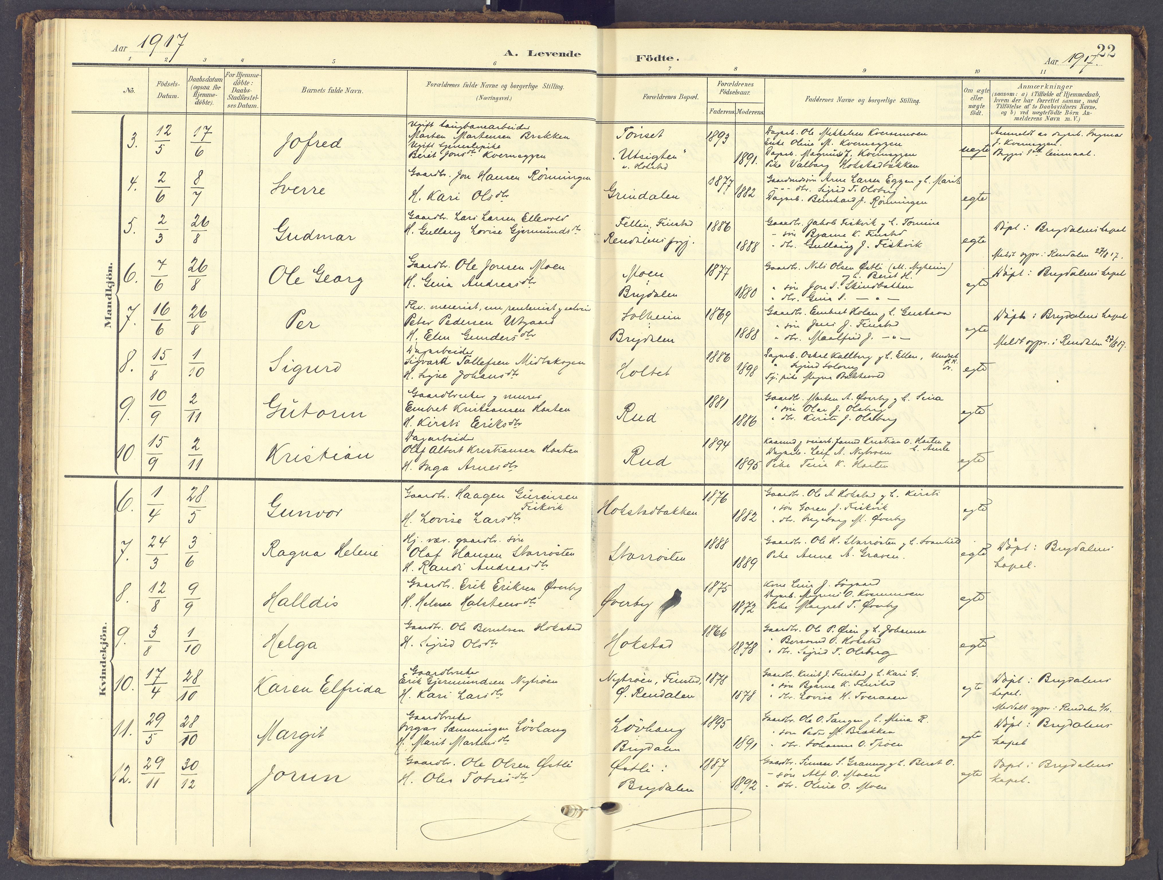 Tynset prestekontor, AV/SAH-PREST-058/H/Ha/Haa/L0028: Ministerialbok nr. 28, 1902-1929, s. 22