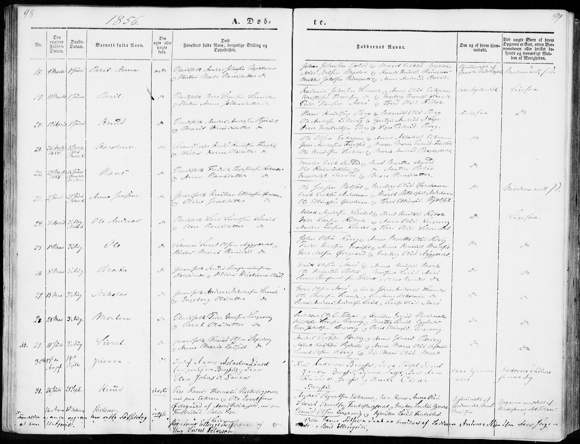 Ministerialprotokoller, klokkerbøker og fødselsregistre - Møre og Romsdal, AV/SAT-A-1454/555/L0653: Ministerialbok nr. 555A04, 1843-1869, s. 98-99