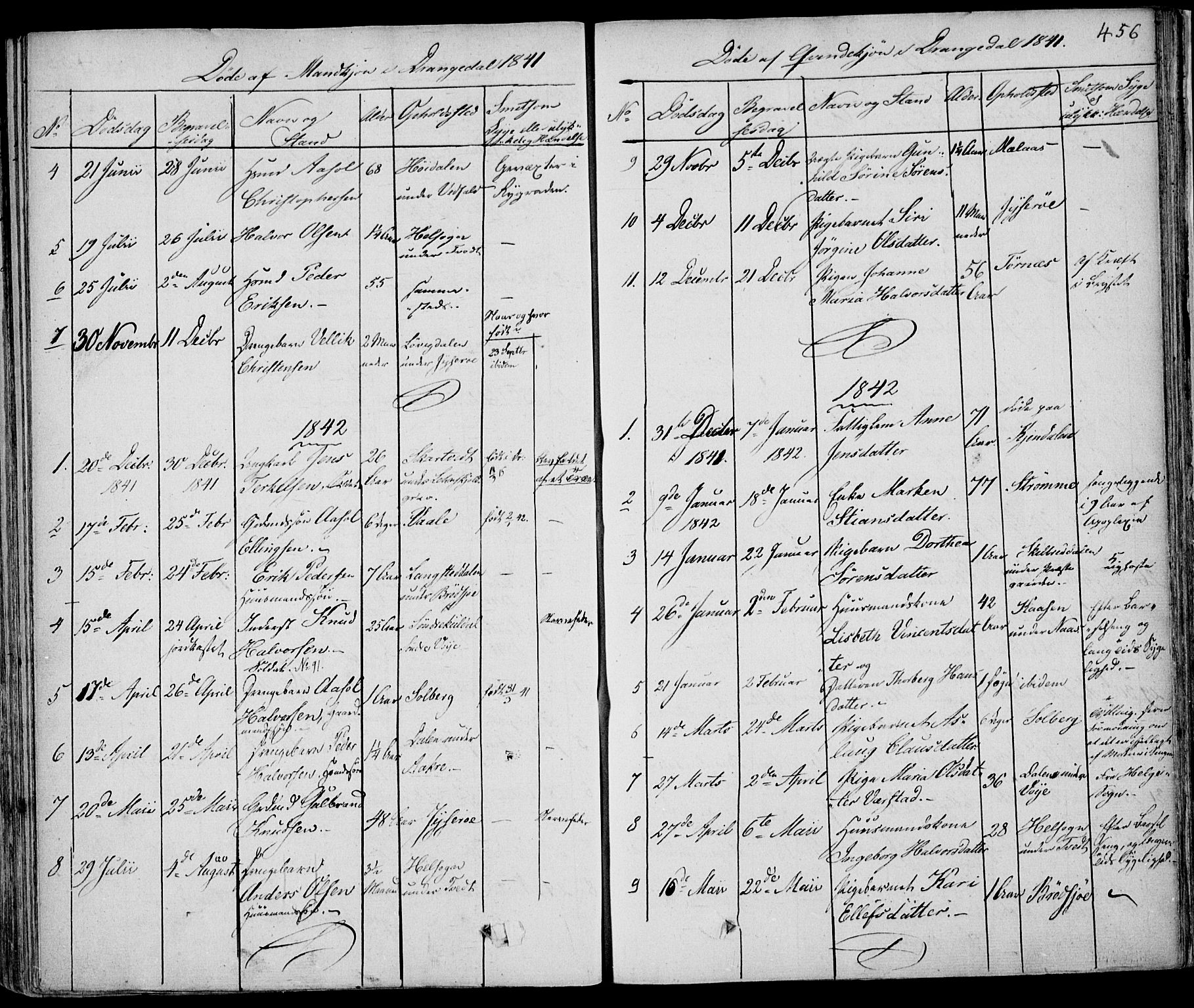 Drangedal kirkebøker, AV/SAKO-A-258/F/Fa/L0007a: Ministerialbok nr. 7a, 1837-1856, s. 456