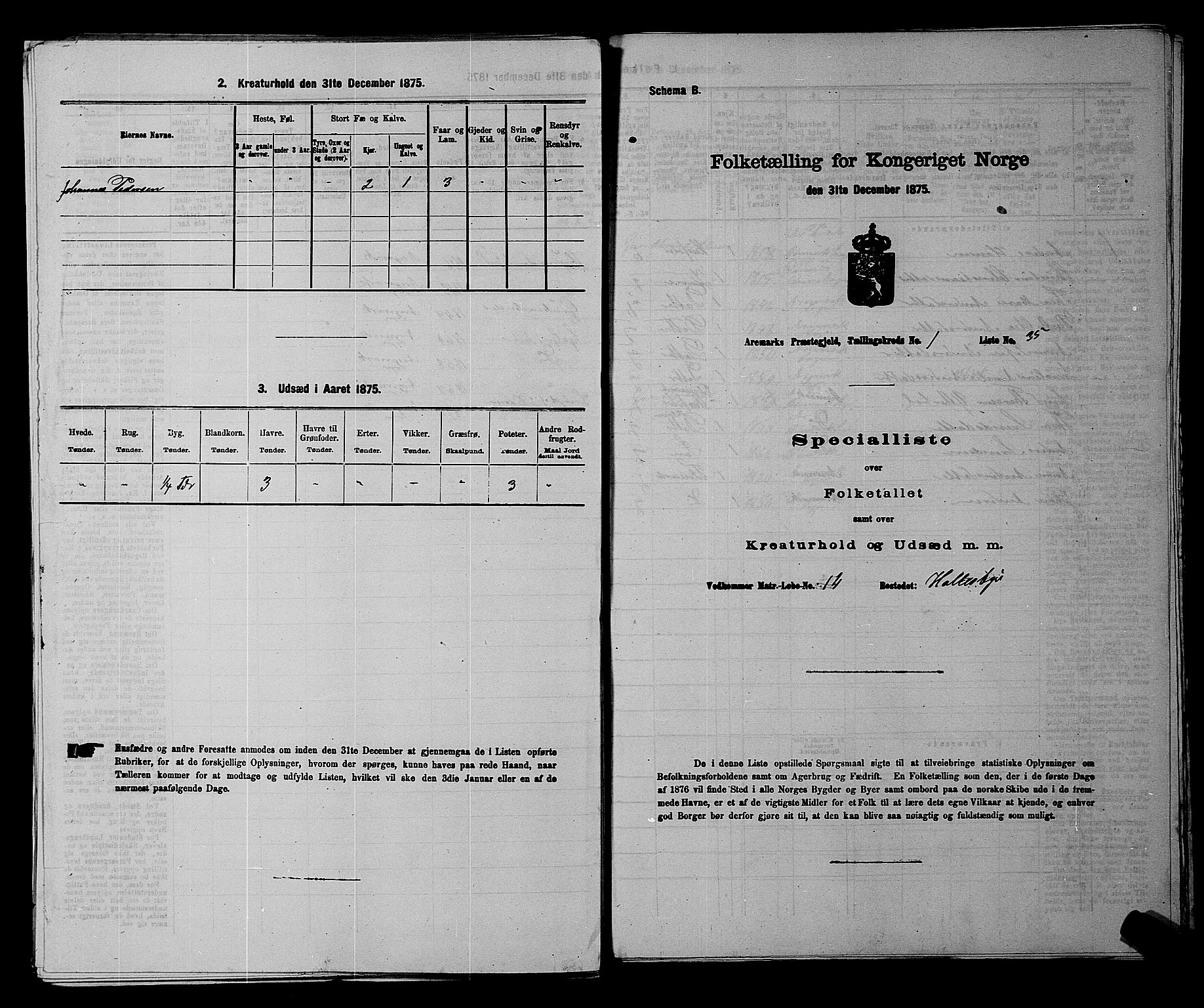 RA, Folketelling 1875 for 0118P Aremark prestegjeld, 1875, s. 179