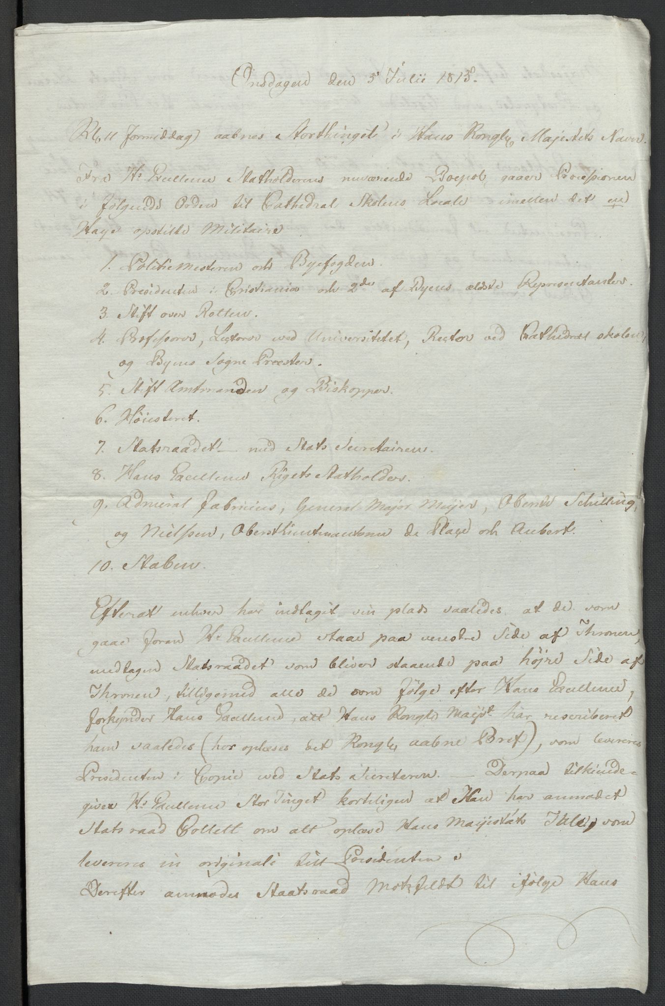 Christie, Wilhelm Frimann Koren, AV/RA-PA-0014/F/L0005: Christies dokumenter fra Stortinget, 1815-1816, s. 173