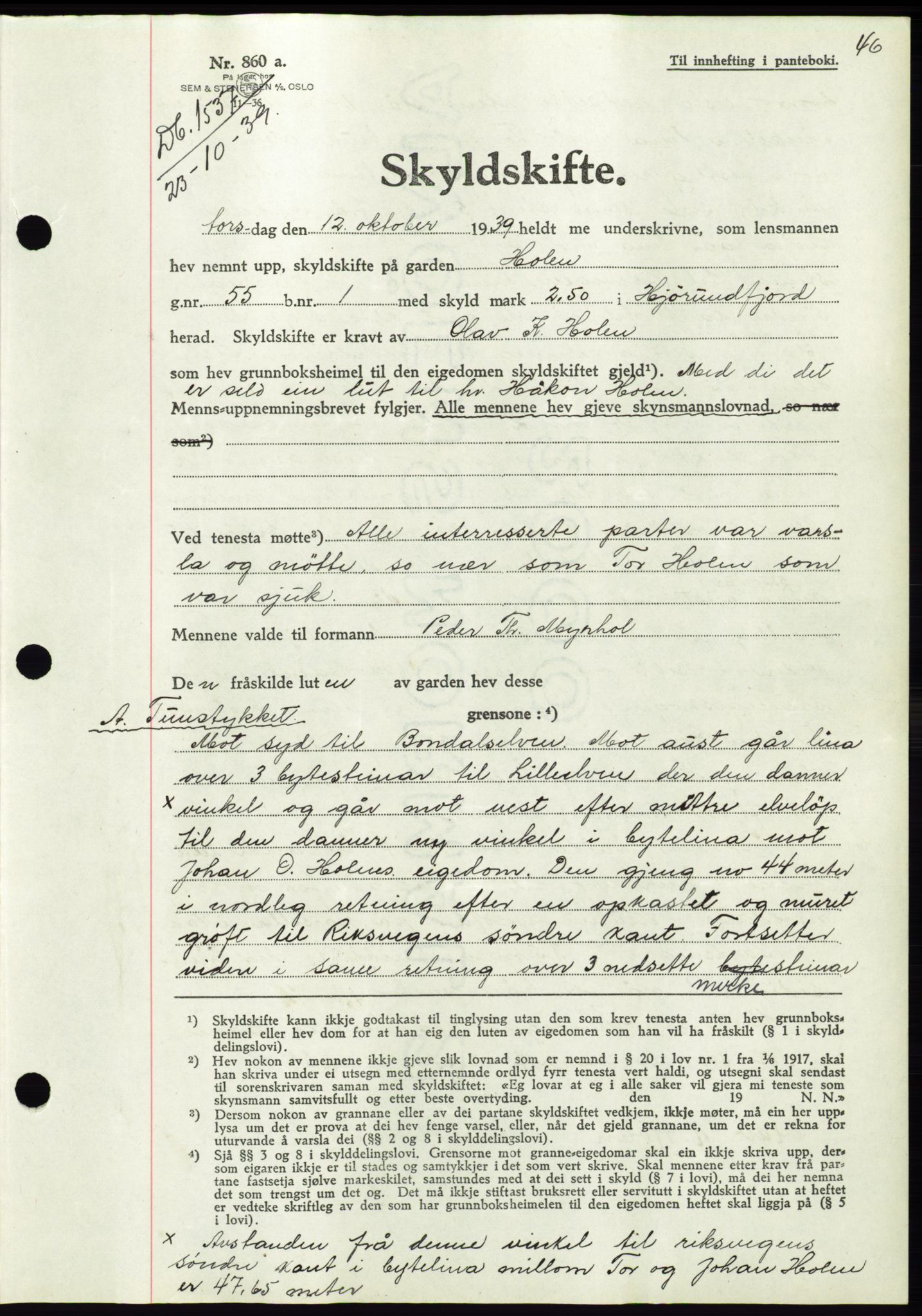 Søre Sunnmøre sorenskriveri, AV/SAT-A-4122/1/2/2C/L0069: Pantebok nr. 63, 1939-1940, Dagboknr: 1536/1939