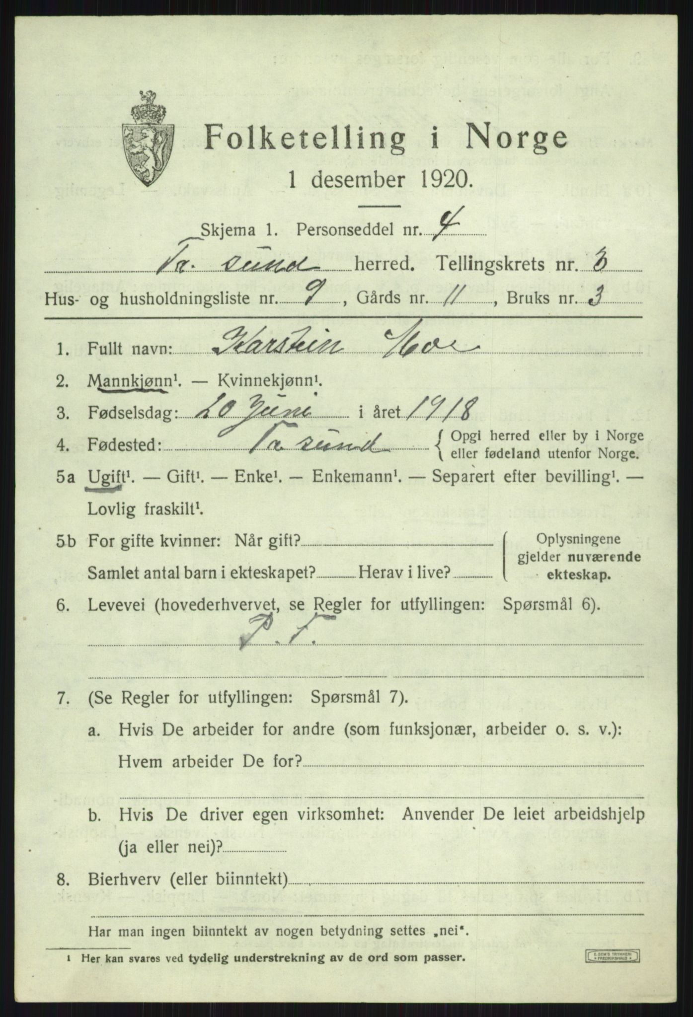 SATØ, Folketelling 1920 for 1934 Tromsøysund herred, 1920, s. 2794