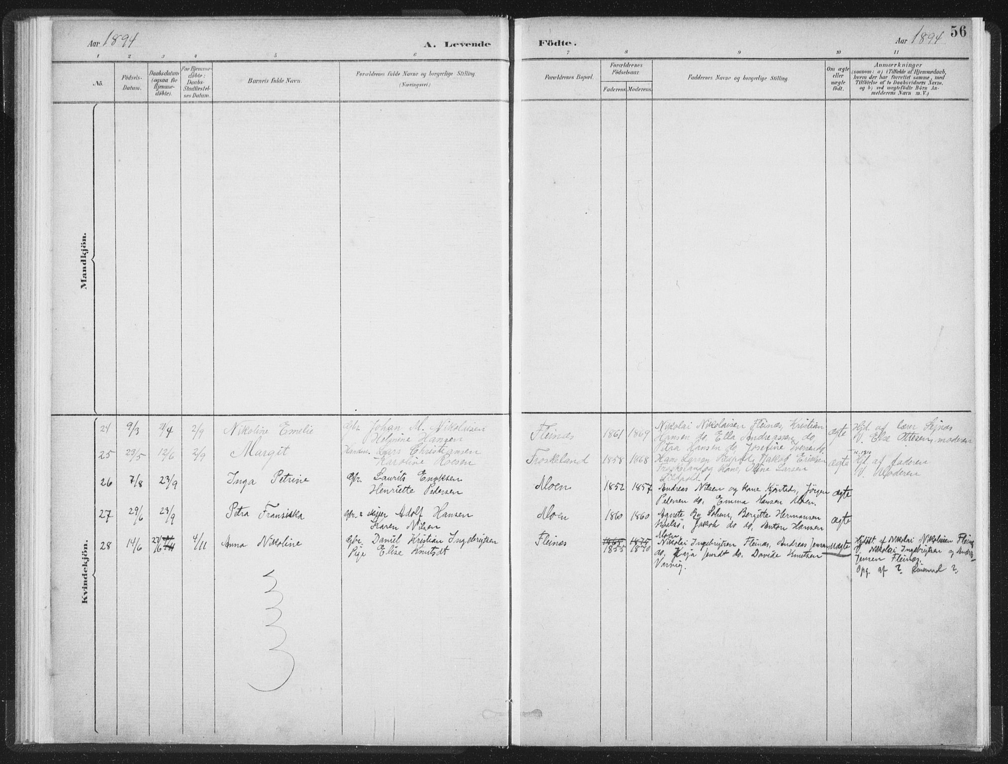 Ministerialprotokoller, klokkerbøker og fødselsregistre - Nordland, SAT/A-1459/890/L1286: Ministerialbok nr. 890A01, 1882-1902, s. 56