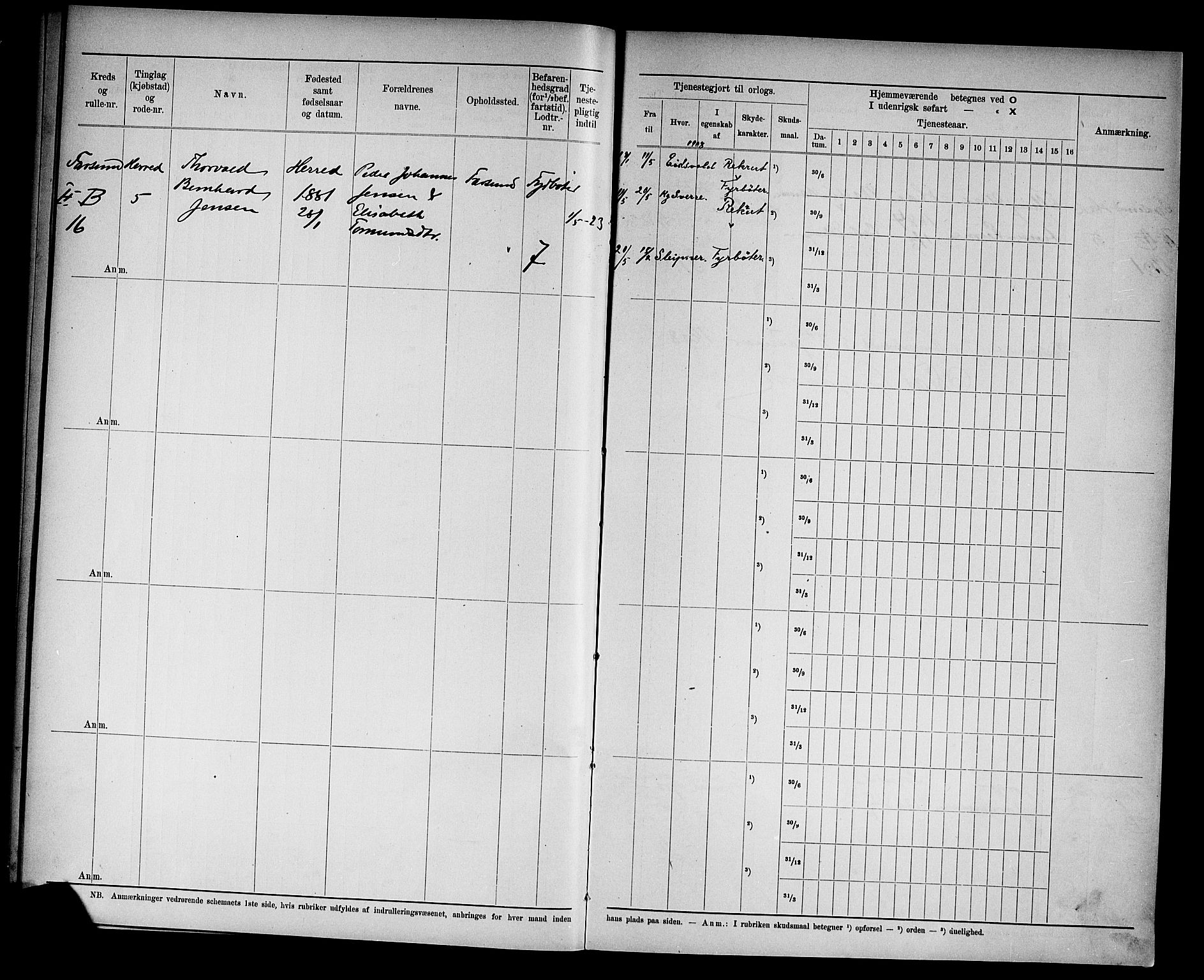 Kristiansand mønstringskrets, SAK/2031-0015/F/Fd/L0009: Rulle sjøvernepliktige, C-9, 1907, s. 34