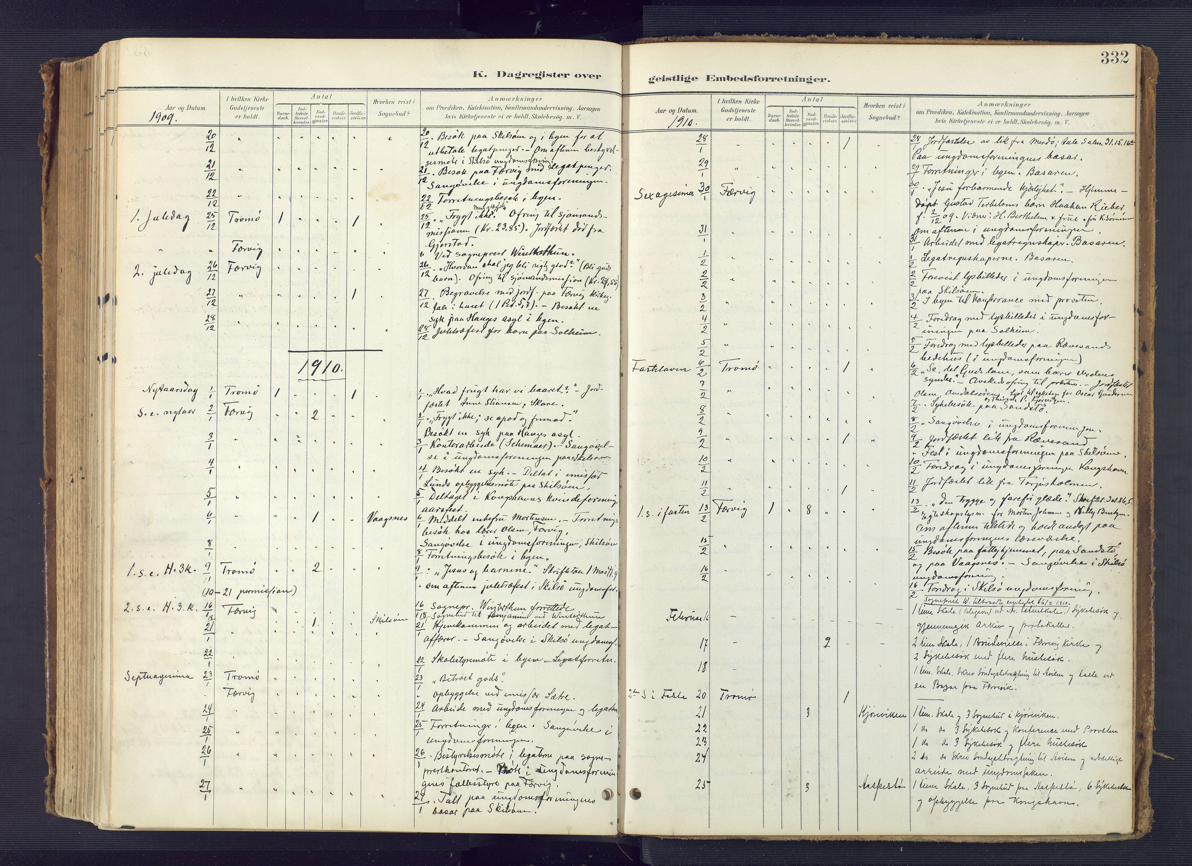 Tromøy sokneprestkontor, SAK/1111-0041/F/Fa/L0010: Ministerialbok nr. A 10, 1896-1912, s. 332