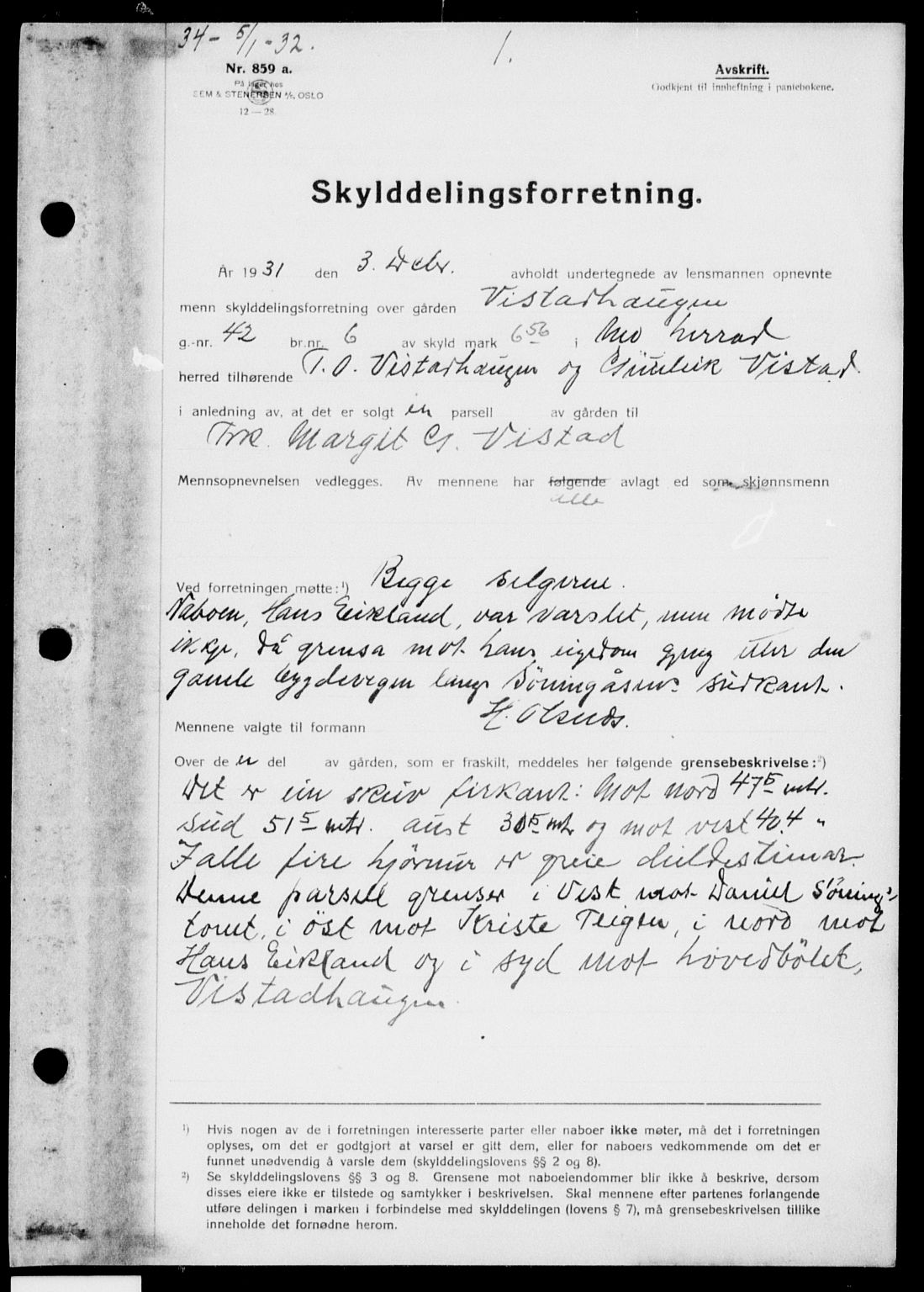 Vest-Telemark sorenskriveri, AV/SAKO-A-134/G/Ga/Gab/L0029: Pantebok nr. II 29, 1932-1934, s. 1