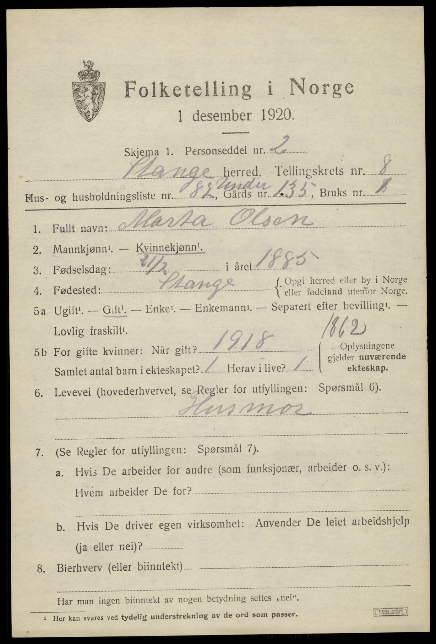 SAH, Folketelling 1920 for 0417 Stange herred, 1920, s. 14573