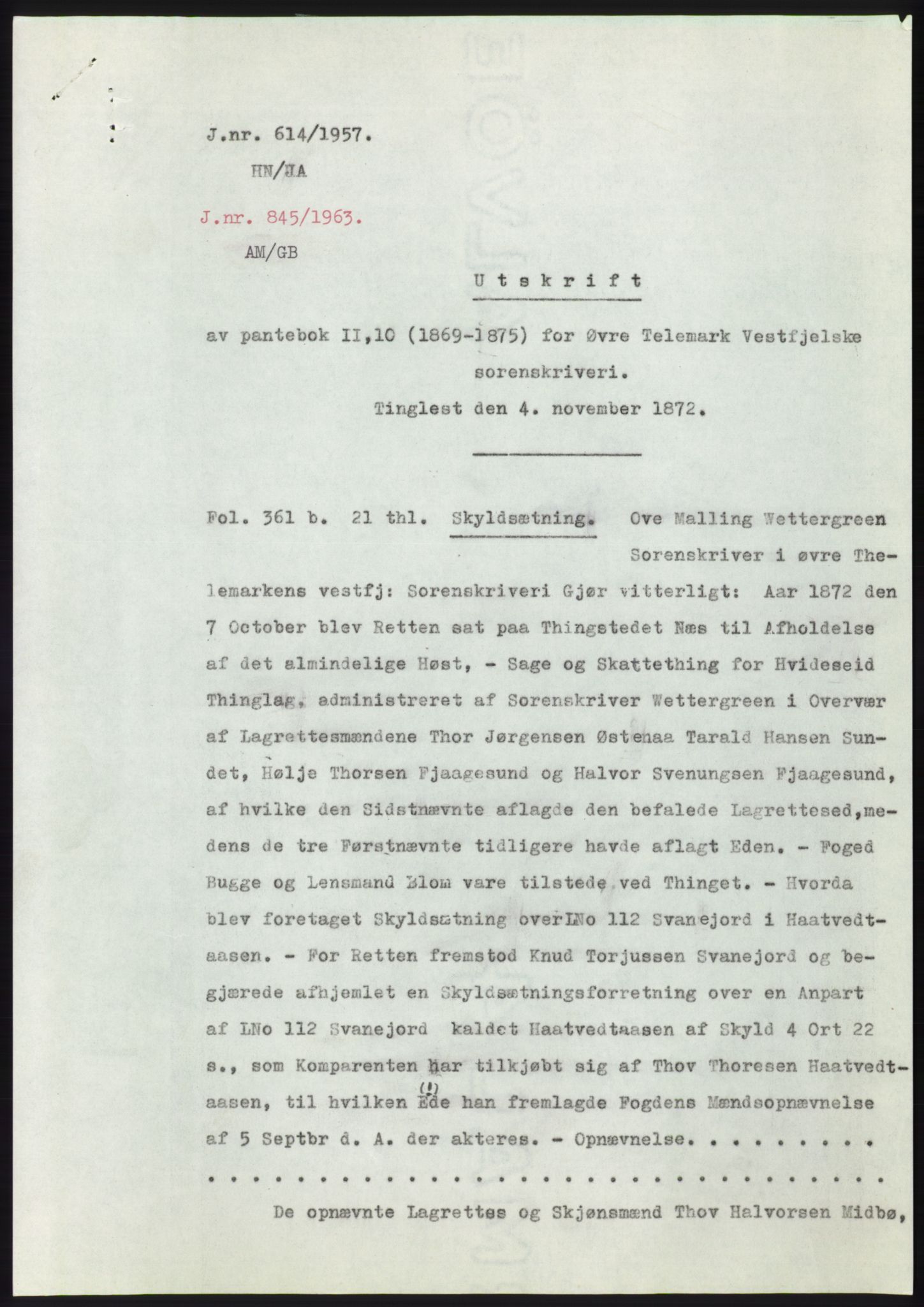 Statsarkivet i Kongsberg, AV/SAKO-A-0001/E/Ee/L0009: Avskrifter, SAO jnr. 354/1957 - 770/1957, 1957, s. 249