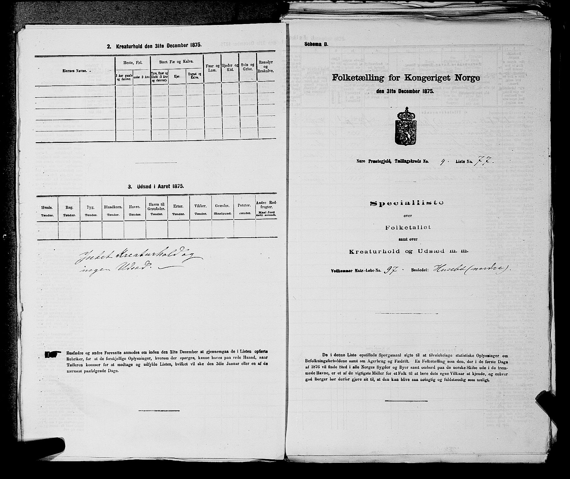 SAKO, Folketelling 1875 for 0633P Nore prestegjeld, 1875, s. 464