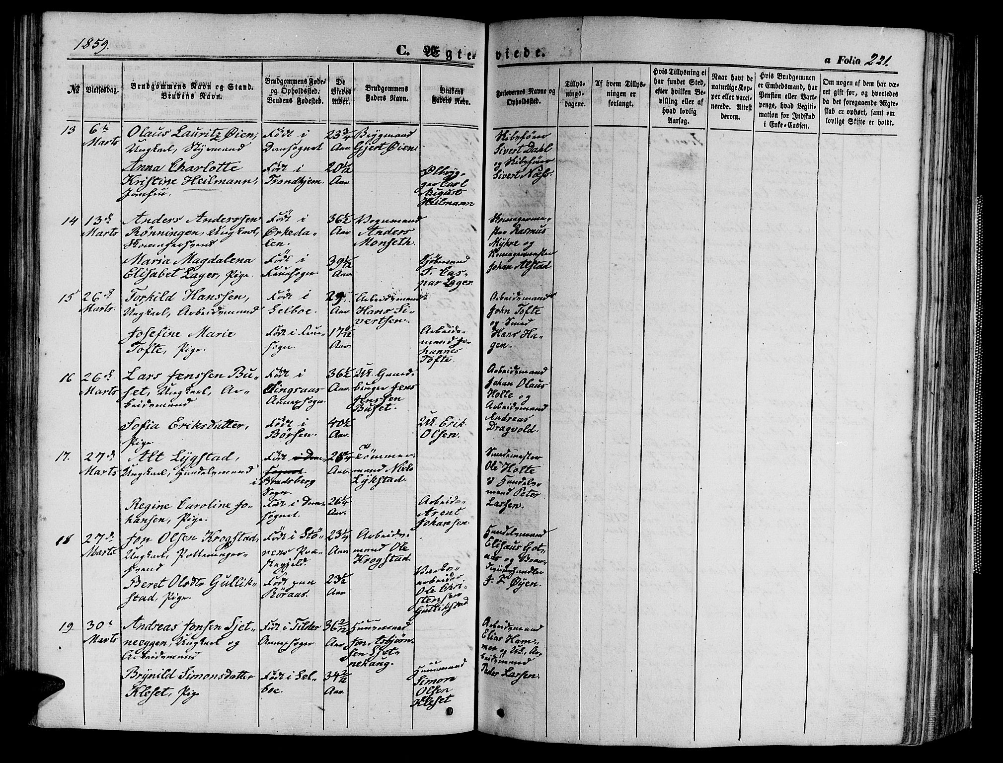 Ministerialprotokoller, klokkerbøker og fødselsregistre - Sør-Trøndelag, SAT/A-1456/602/L0139: Klokkerbok nr. 602C07, 1859-1864, s. 221