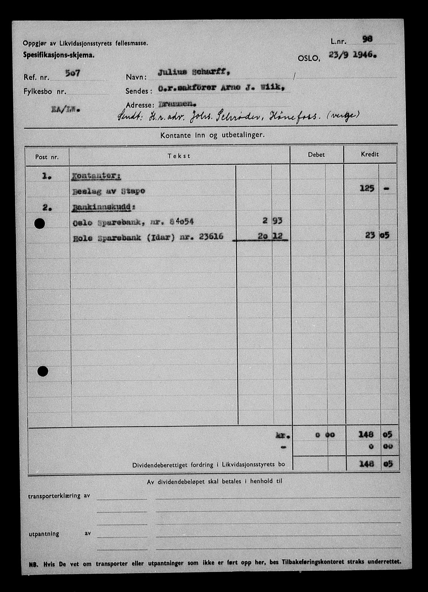 Justisdepartementet, Tilbakeføringskontoret for inndratte formuer, AV/RA-S-1564/H/Hc/Hcd/L1005: --, 1945-1947, s. 583