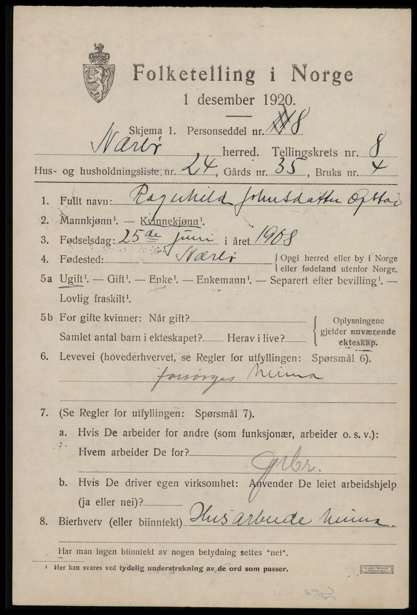 SAST, Folketelling 1920 for 1119 Nærbø herred, 1920, s. 5357