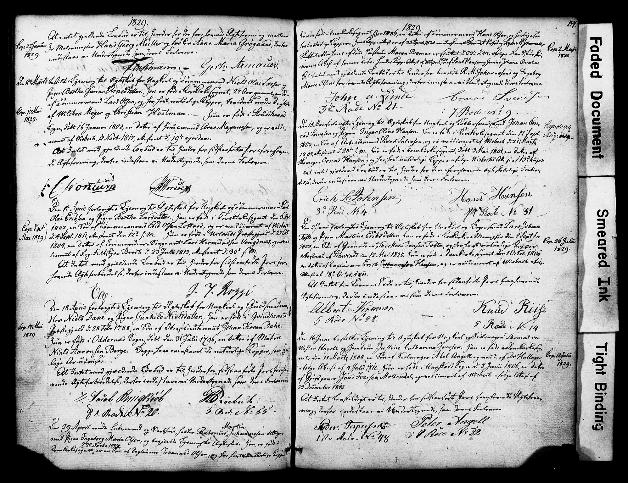 Nykirken Sokneprestembete, SAB/A-77101: Forlovererklæringer nr. II.5.1, 1814-1846, s. 87