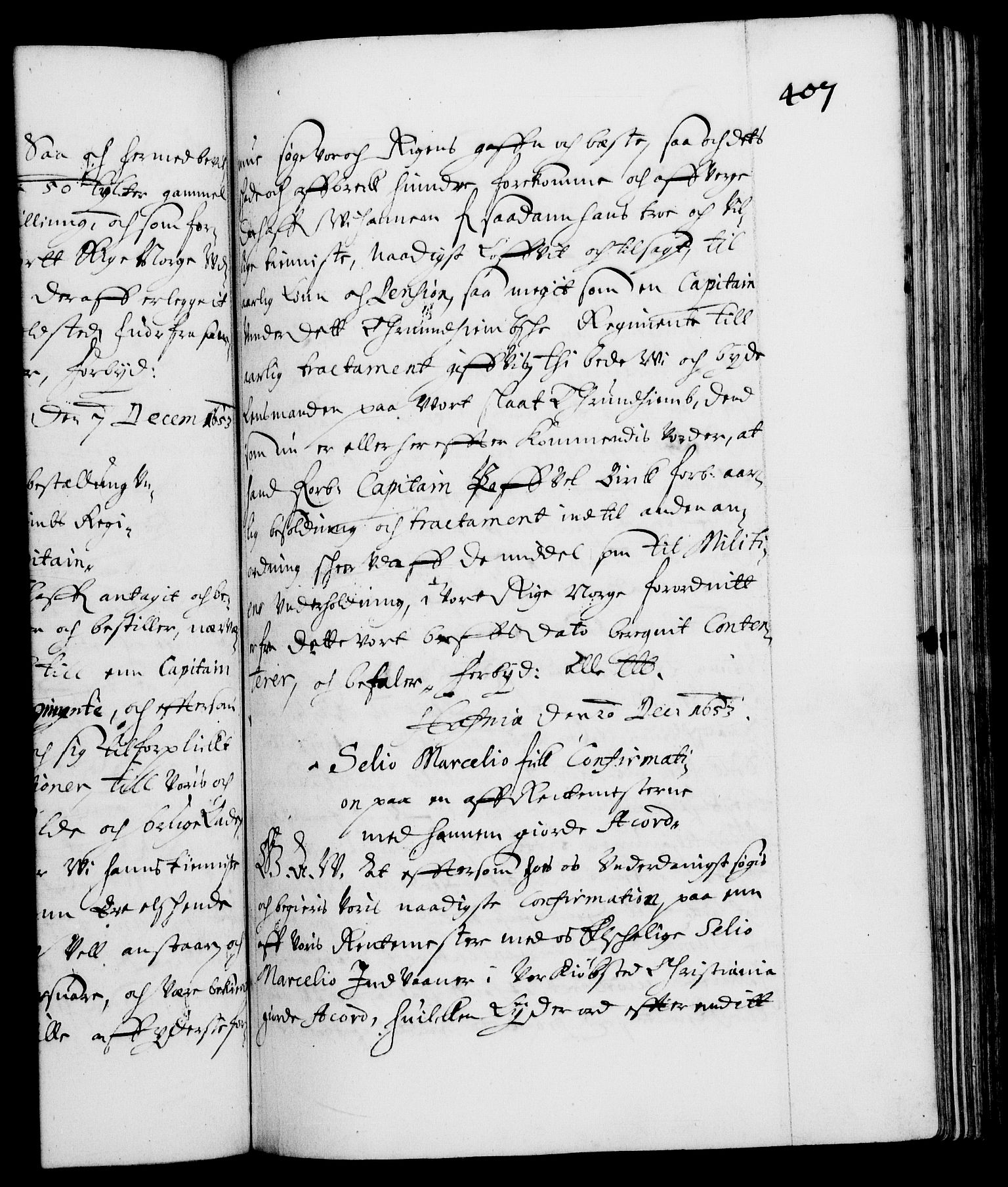 Danske Kanselli 1572-1799, AV/RA-EA-3023/F/Fc/Fca/Fcaa/L0008: Norske registre (mikrofilm), 1651-1656, s. 407a