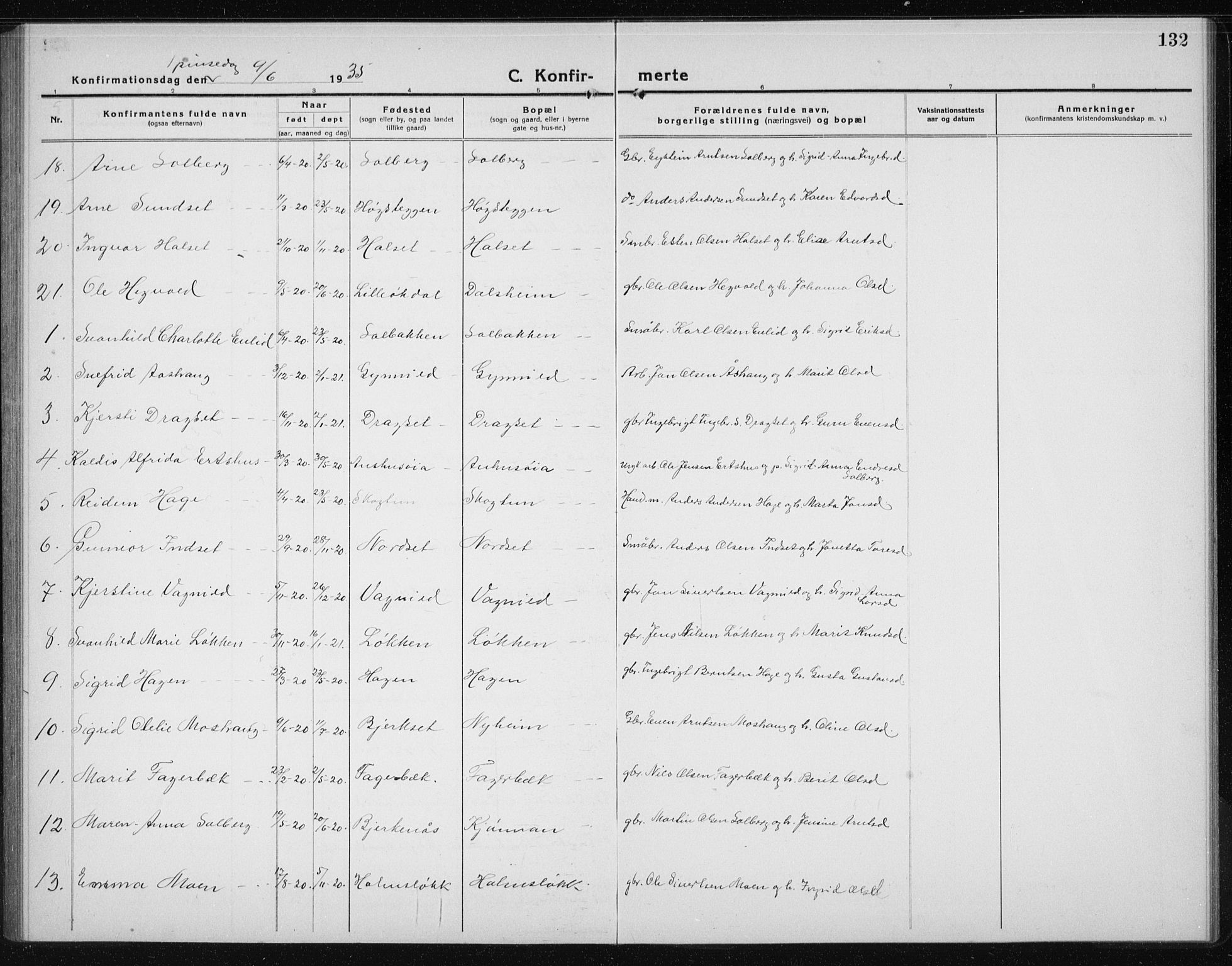 Ministerialprotokoller, klokkerbøker og fødselsregistre - Sør-Trøndelag, AV/SAT-A-1456/689/L1045: Klokkerbok nr. 689C04, 1923-1940, s. 132