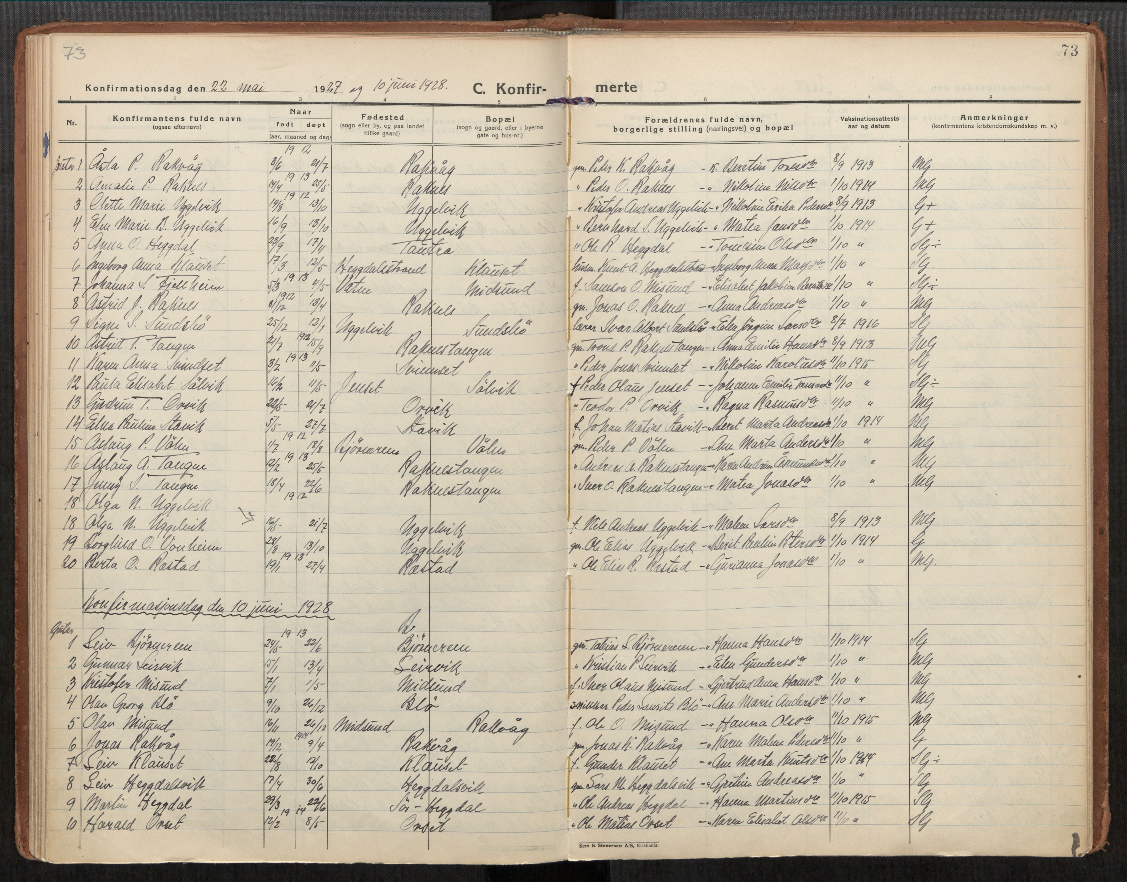 Ministerialprotokoller, klokkerbøker og fødselsregistre - Møre og Romsdal, SAT/A-1454/563/L0741: Ministerialbok nr. 563A03, 1924-1945, s. 73