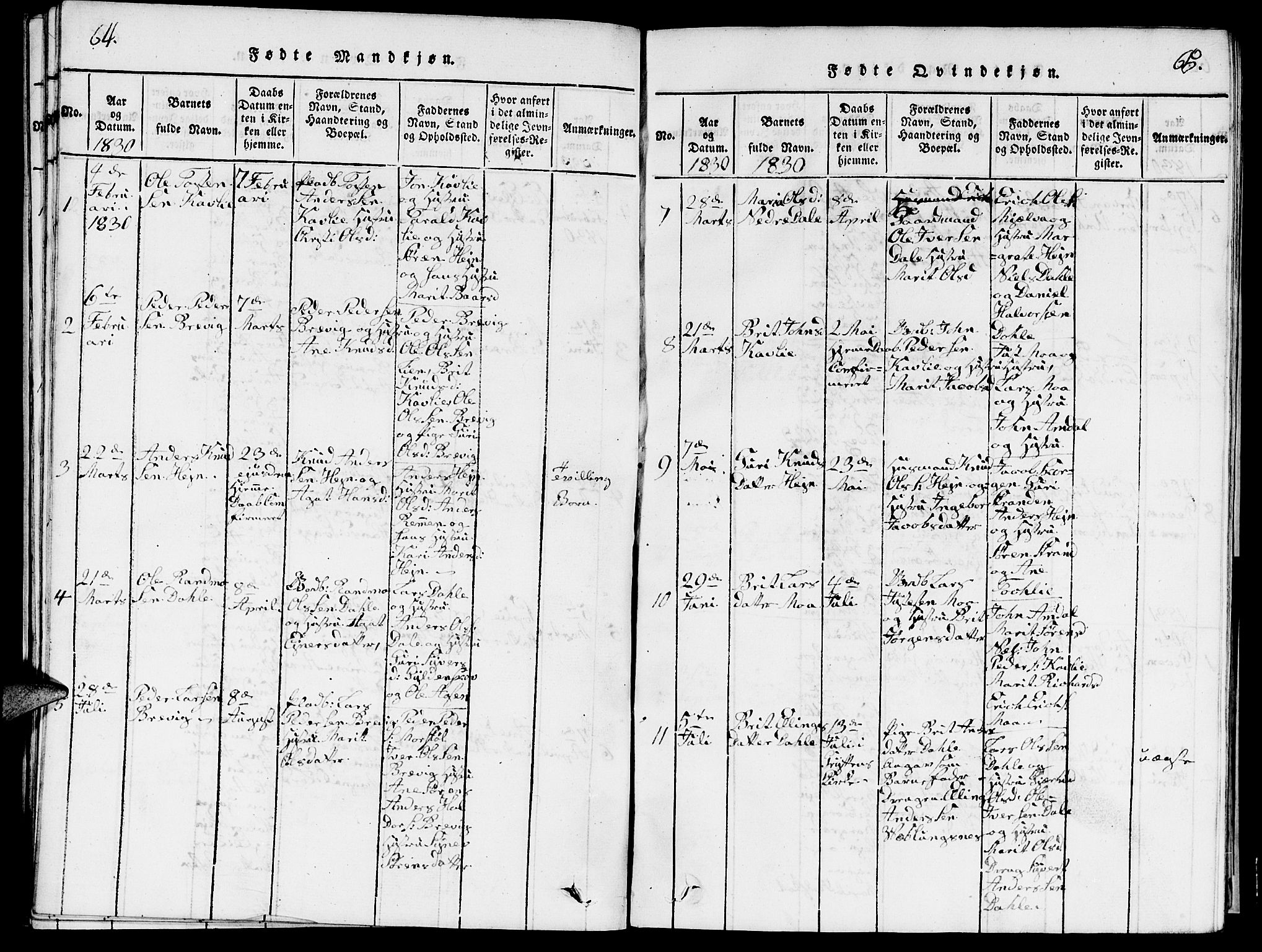 Ministerialprotokoller, klokkerbøker og fødselsregistre - Møre og Romsdal, SAT/A-1454/545/L0587: Klokkerbok nr. 545C01, 1818-1836, s. 64-65