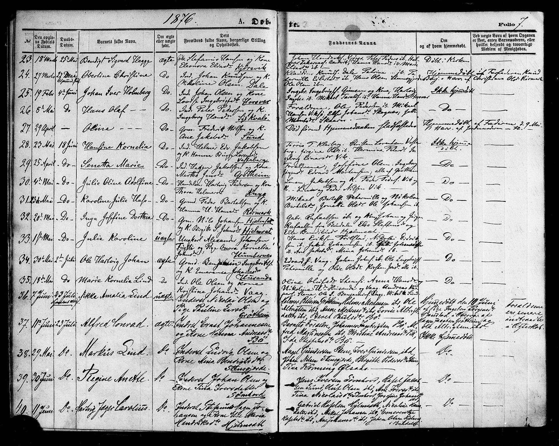 Ministerialprotokoller, klokkerbøker og fødselsregistre - Nordland, AV/SAT-A-1459/812/L0177: Ministerialbok nr. 812A06, 1875-1885, s. 7