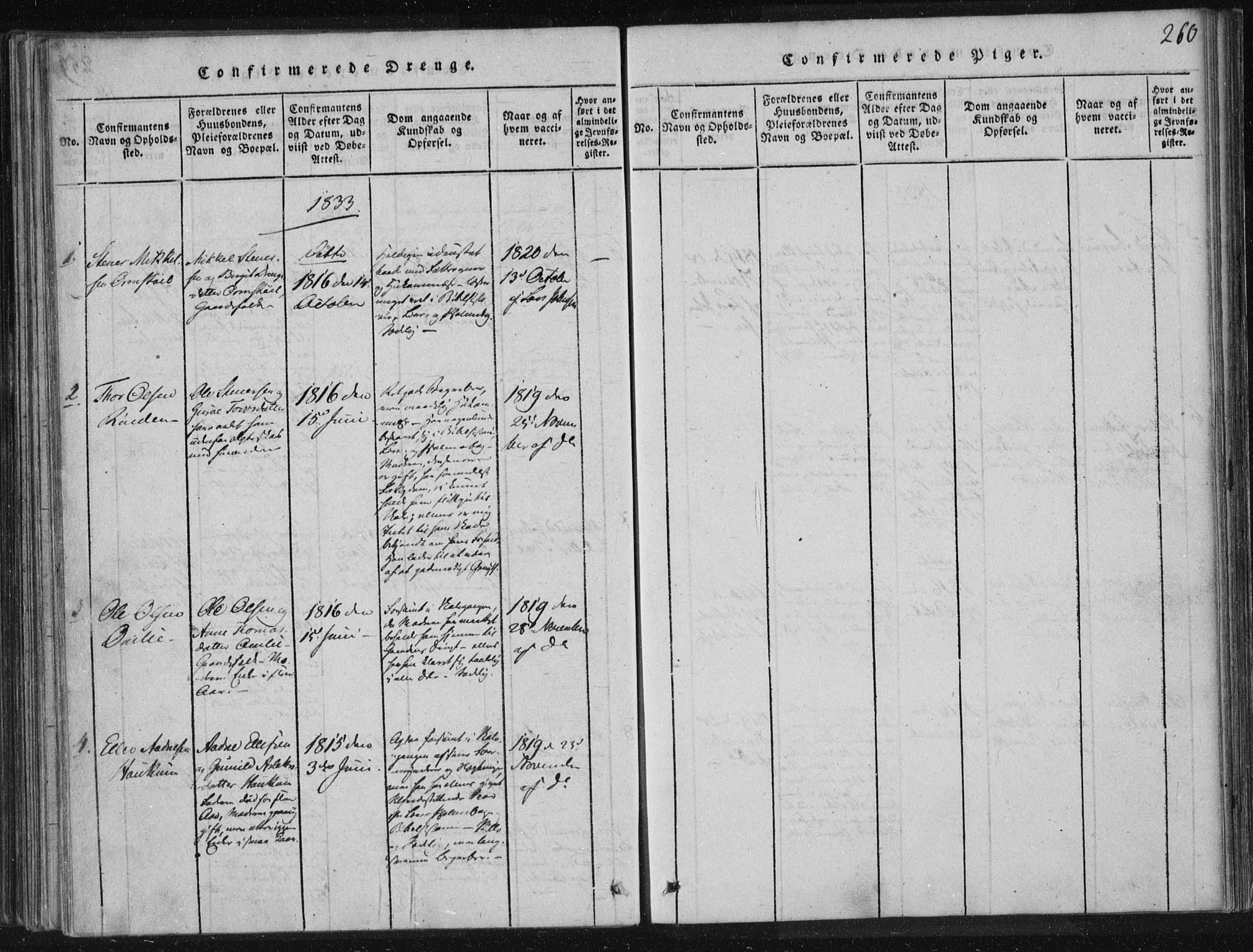 Lårdal kirkebøker, SAKO/A-284/F/Fc/L0001: Ministerialbok nr. III 1, 1815-1860, s. 260