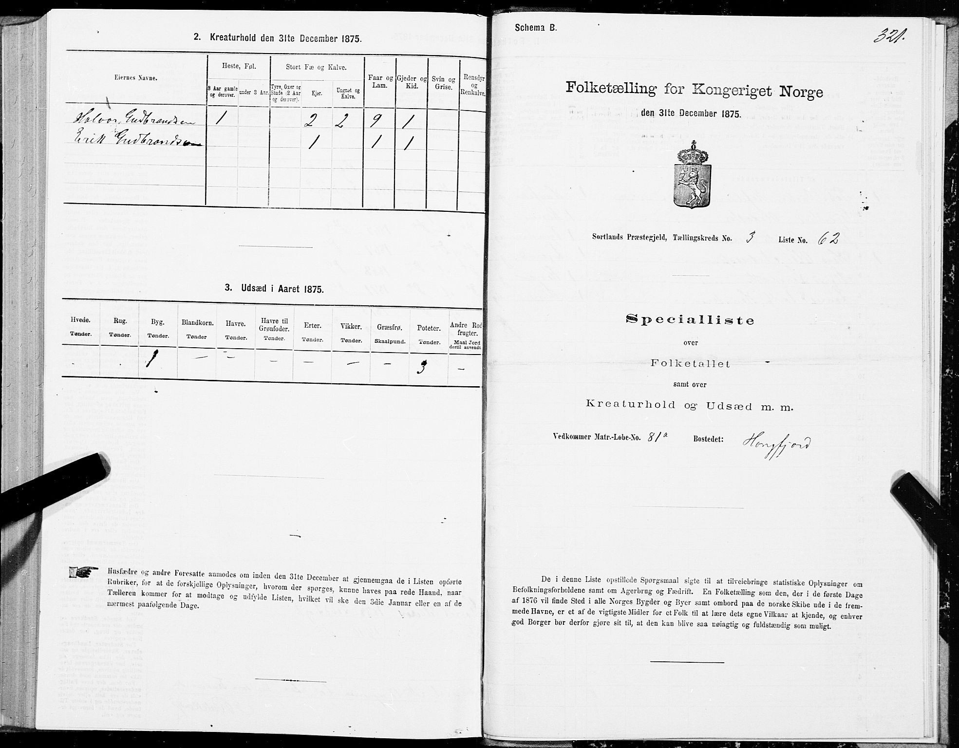 SAT, Folketelling 1875 for 1870P Sortland prestegjeld, 1875, s. 2321