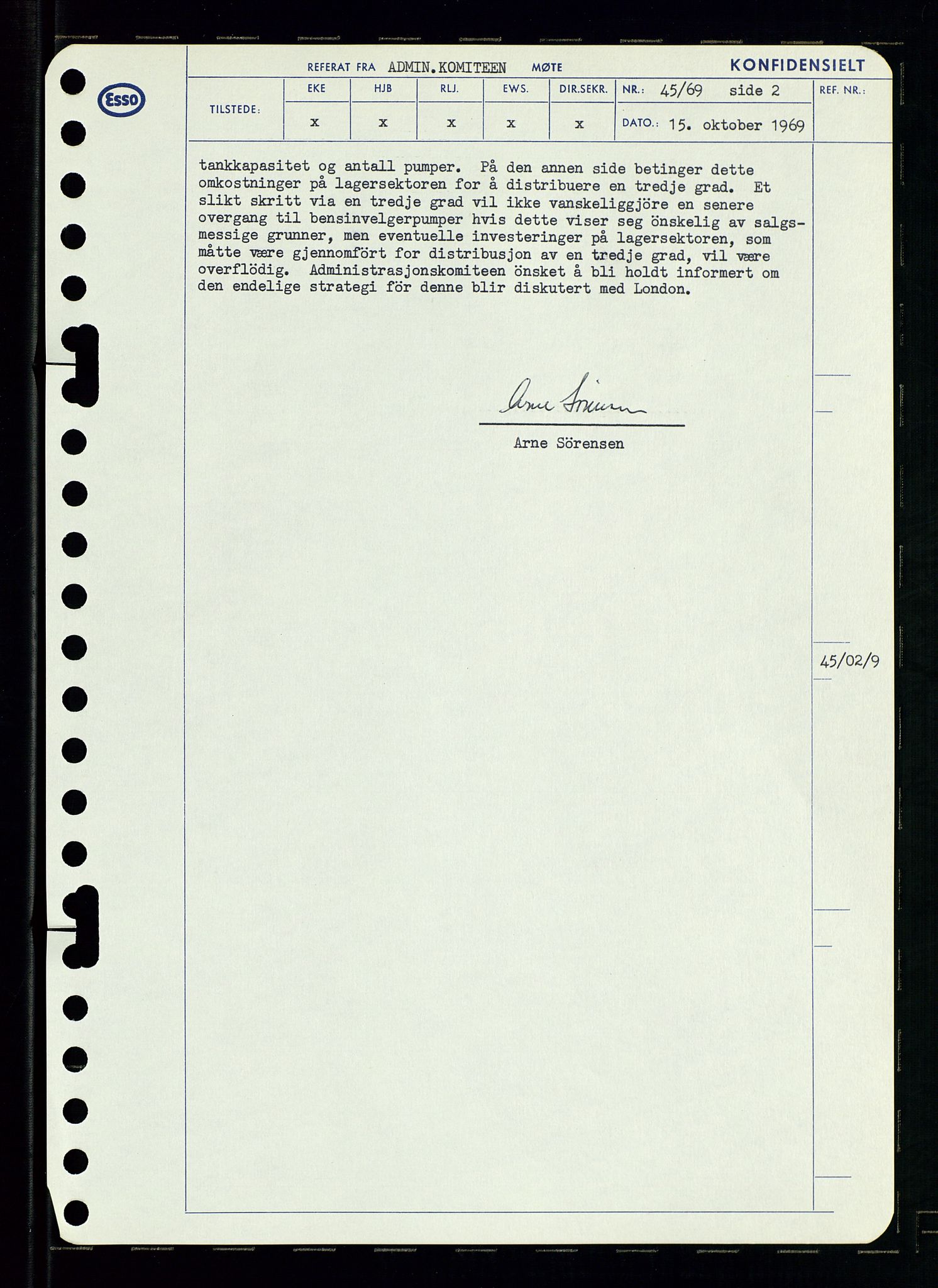 Pa 0982 - Esso Norge A/S, SAST/A-100448/A/Aa/L0003/0001: Den administrerende direksjon Board minutes (styrereferater) og Bedriftforsamlingsprotokoll / Den administrerende direksjon Board minutes (styrereferater), 1969, s. 114