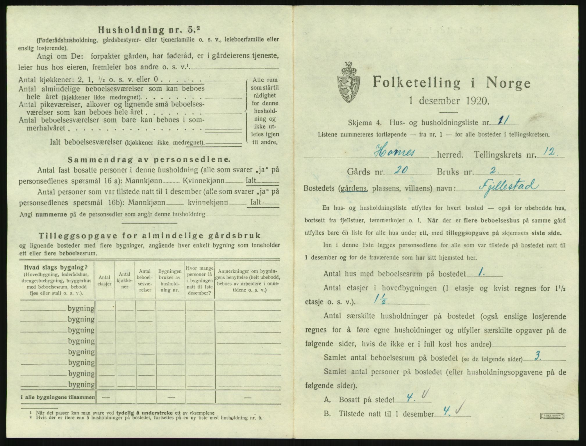 SAK, Folketelling 1920 for 0936 Hornnes herred, 1920, s. 493