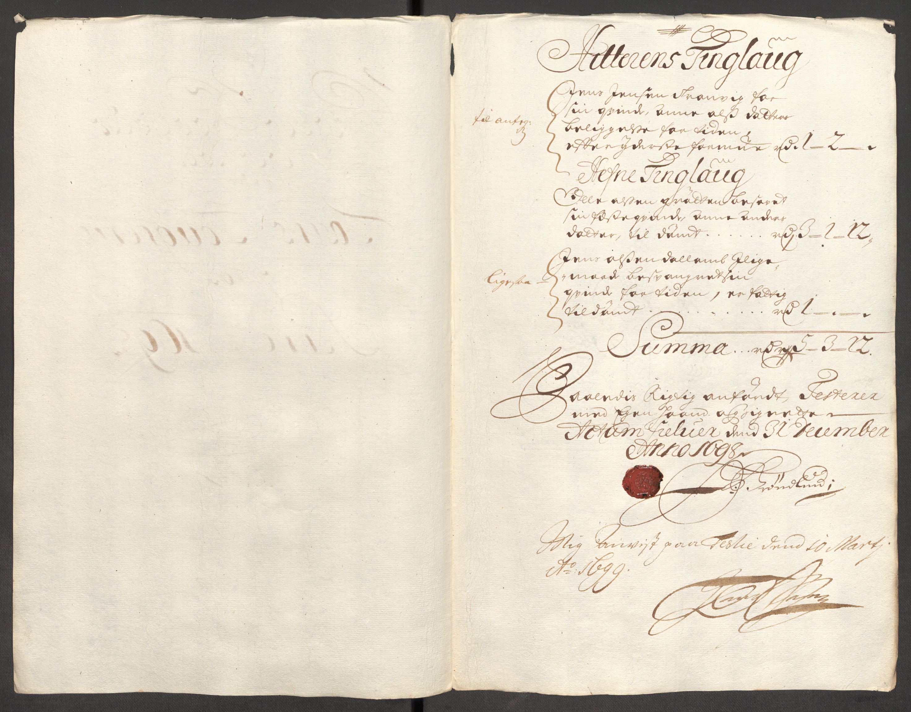 Rentekammeret inntil 1814, Reviderte regnskaper, Fogderegnskap, RA/EA-4092/R57/L3853: Fogderegnskap Fosen, 1698-1699, s. 42