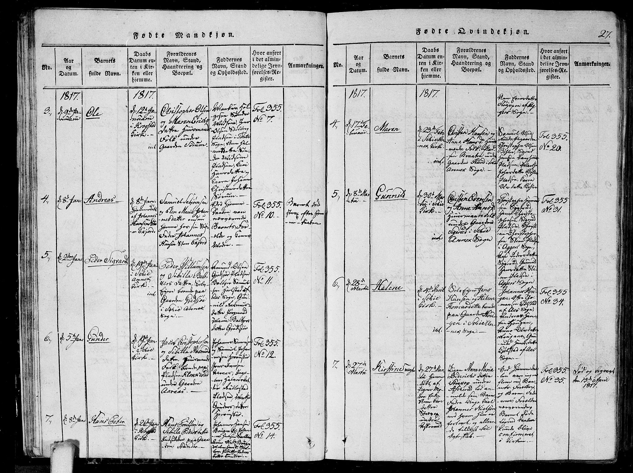 Kråkstad prestekontor Kirkebøker, AV/SAO-A-10125a/G/Ga/L0001: Klokkerbok nr. I 1, 1813-1824, s. 27