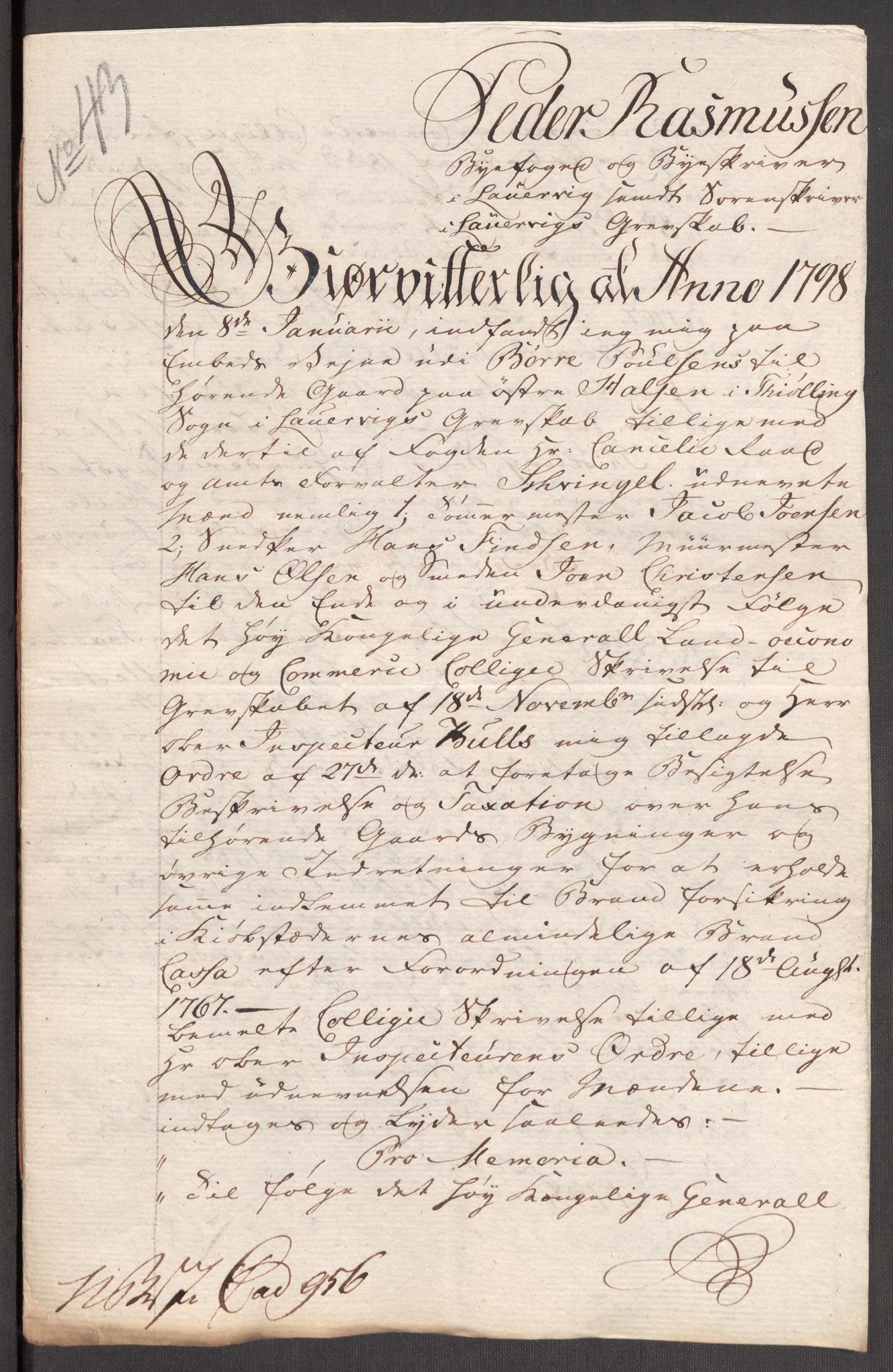 Kommersekollegiet, Brannforsikringskontoret 1767-1814, AV/RA-EA-5458/F/Fb/L0069/0005: Larvik grevskap / Forandringer, 1797-1813