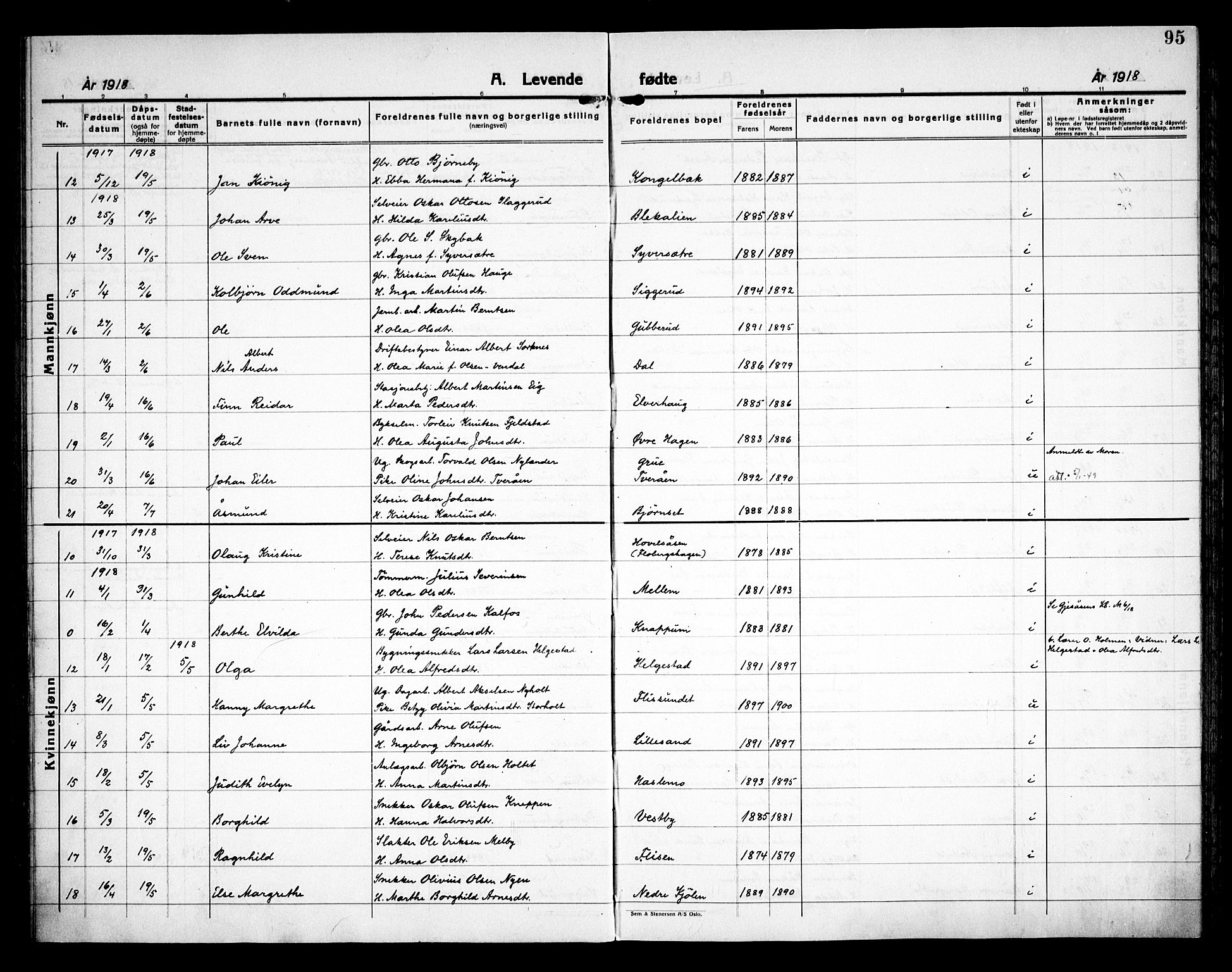 Åsnes prestekontor, AV/SAH-PREST-042/H/Ha/Haa/L0000C: Ministerialbok nr. 0A, 1890-1929, s. 95