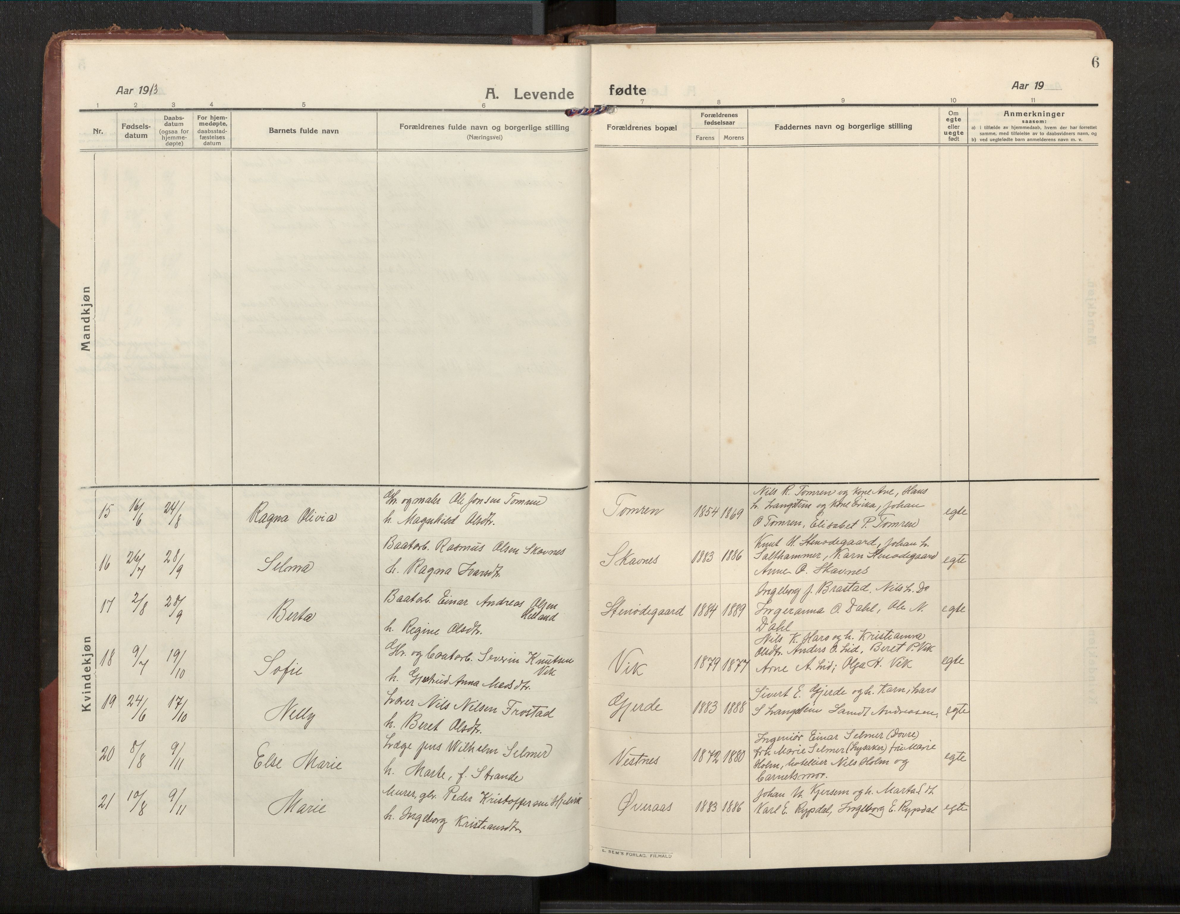 Ministerialprotokoller, klokkerbøker og fødselsregistre - Møre og Romsdal, AV/SAT-A-1454/539/L0536a: Klokkerbok nr. 539C03, 1912-1936, s. 6