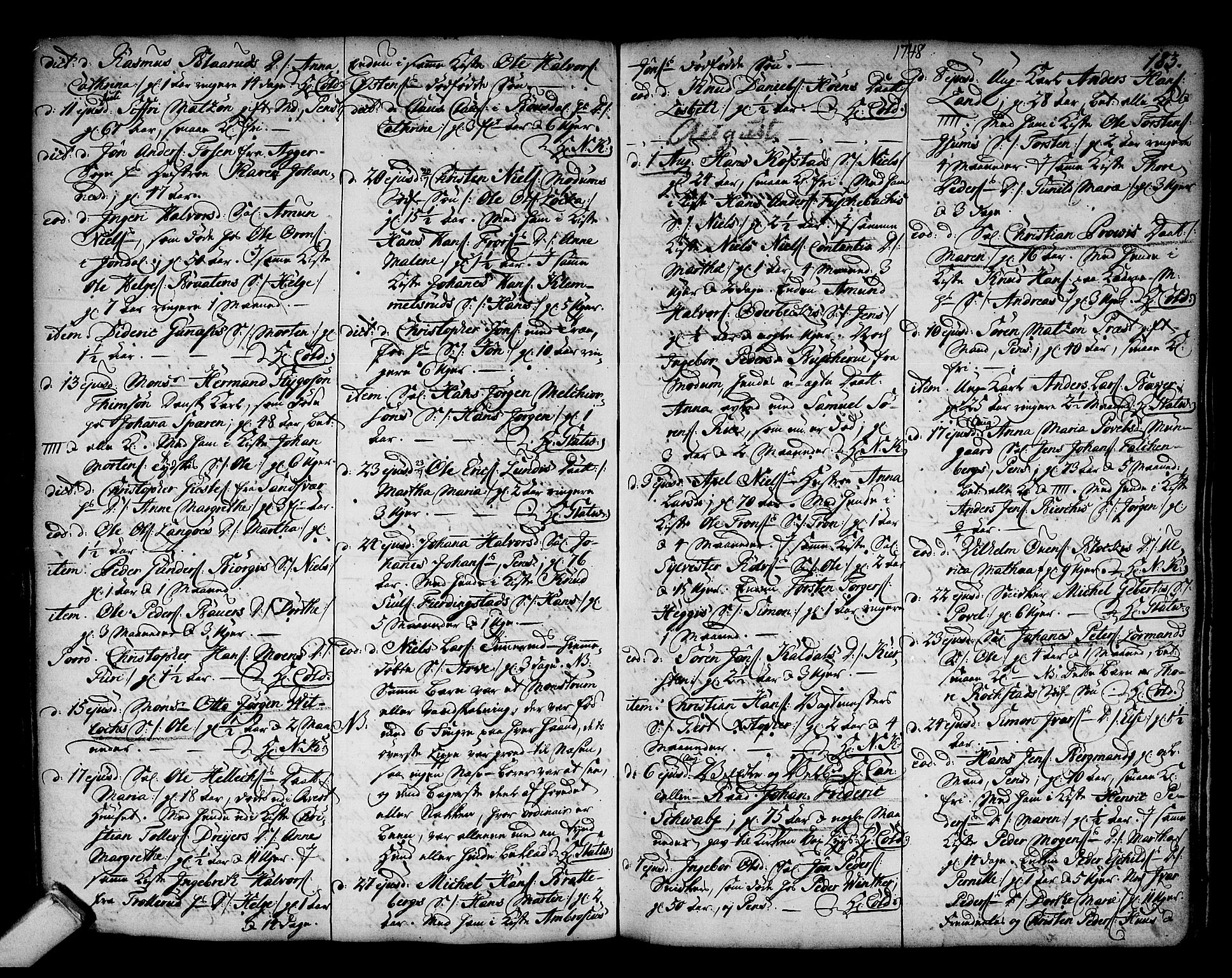 Kongsberg kirkebøker, SAKO/A-22/F/Fa/L0003: Ministerialbok nr. I 3, 1744-1755, s. 183
