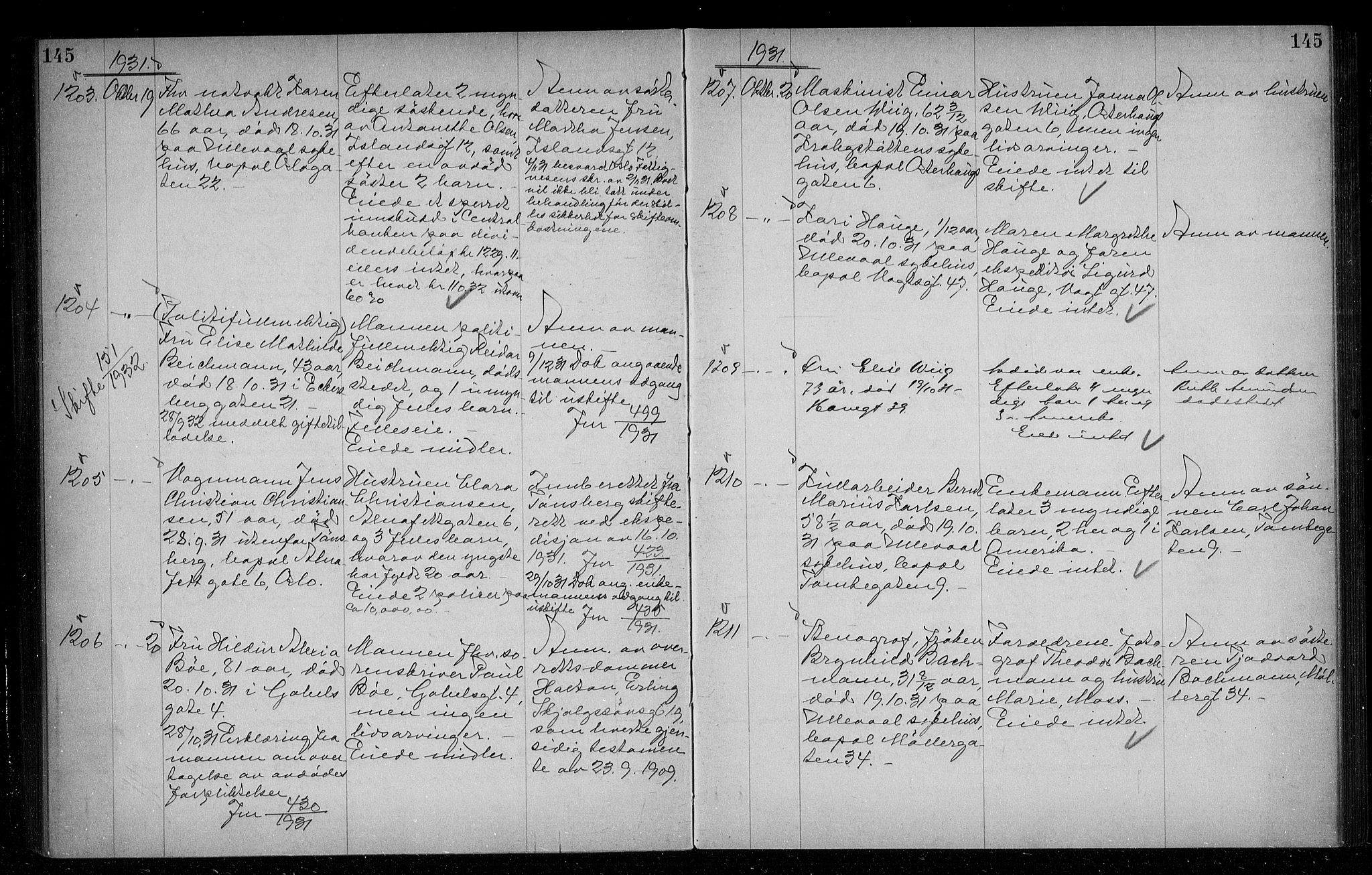 Oslo skifterett, AV/SAO-A-10383/G/Ga/Gac/L0016: Dødsfallsprotokoll, 1930-1932, s. 145