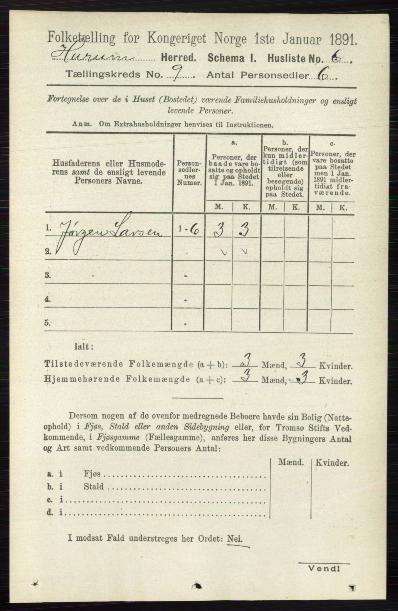 RA, Folketelling 1891 for 0628 Hurum herred, 1891, s. 2733