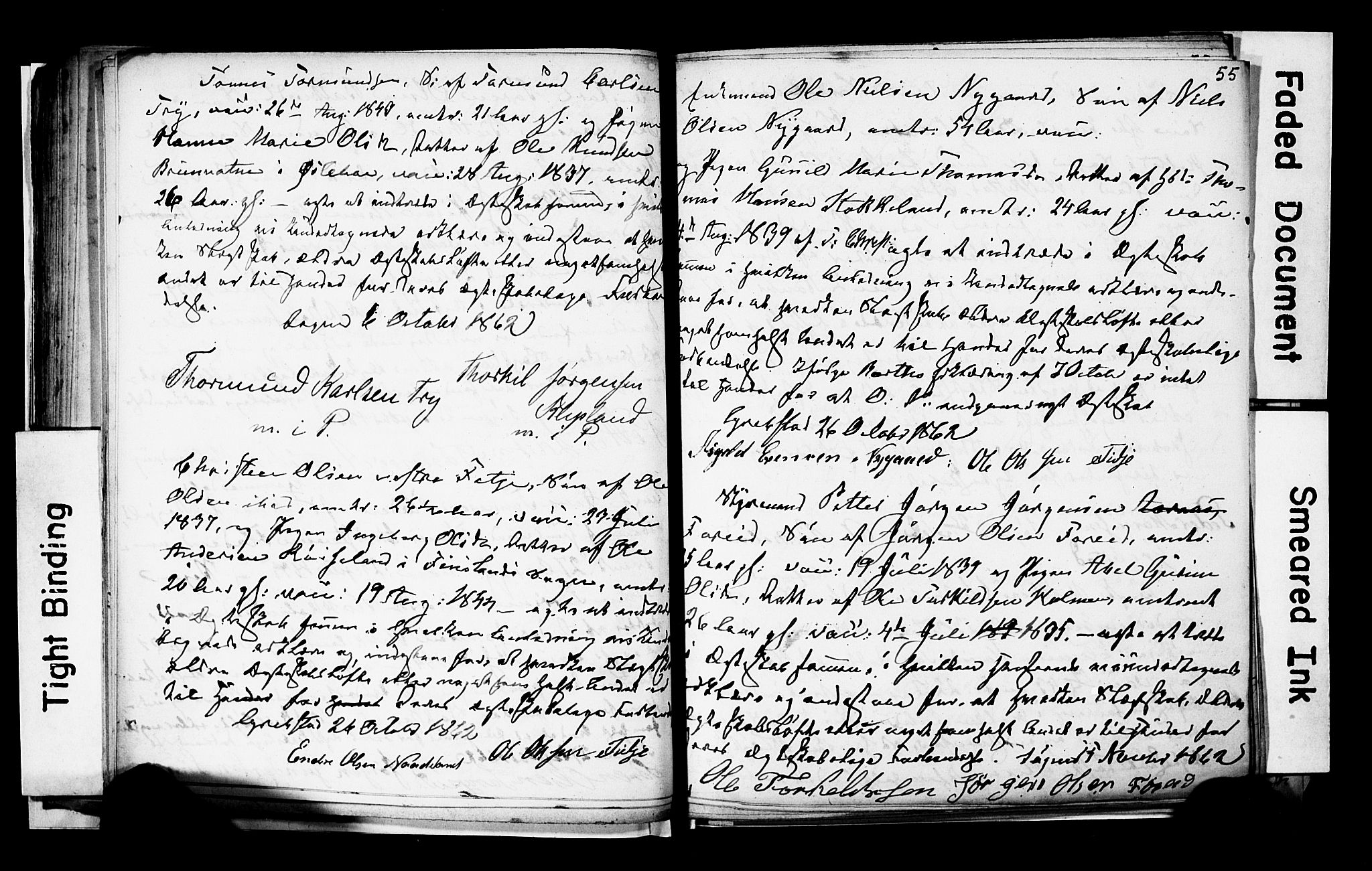 Søgne sokneprestkontor, AV/SAK-1111-0037/F/Fe/L0001: Lysningsprotokoll nr. A III 1, 1853-1870, s. 55