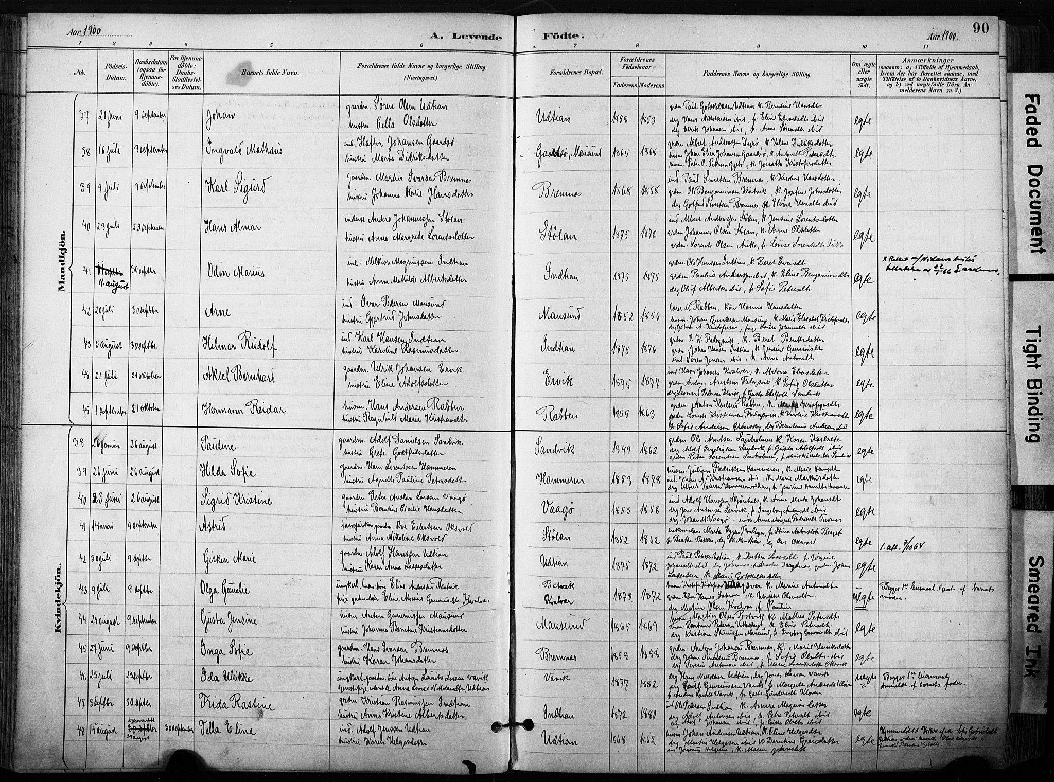 Ministerialprotokoller, klokkerbøker og fødselsregistre - Sør-Trøndelag, AV/SAT-A-1456/640/L0579: Ministerialbok nr. 640A04, 1889-1902, s. 90