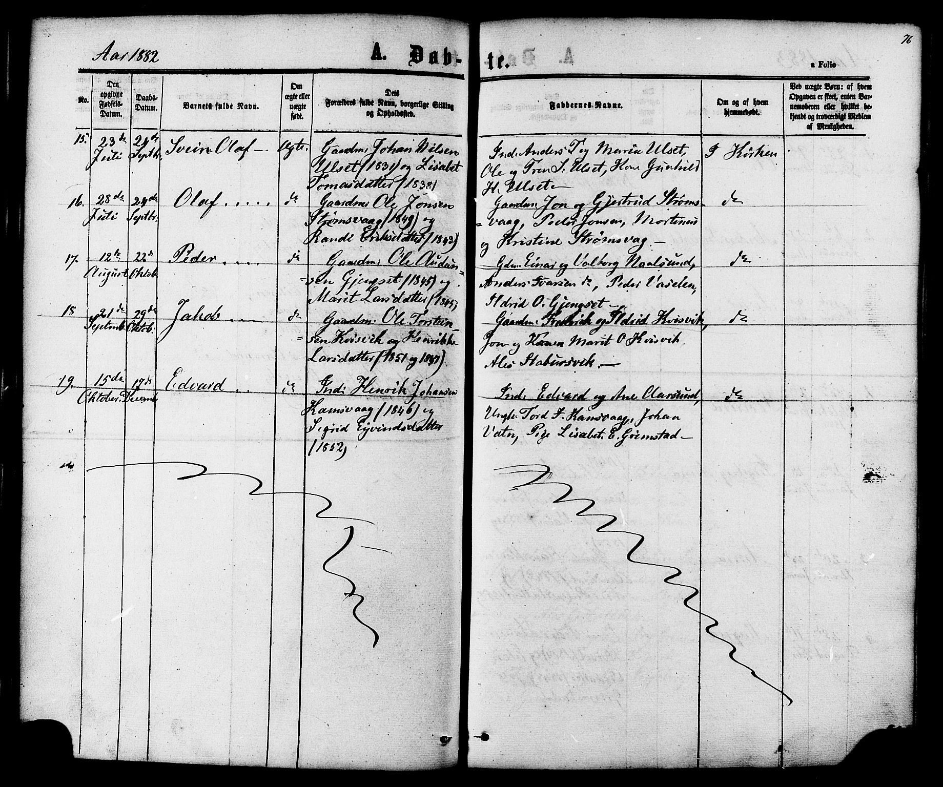 Ministerialprotokoller, klokkerbøker og fødselsregistre - Møre og Romsdal, AV/SAT-A-1454/587/L0999: Ministerialbok nr. 587A01, 1864-1886, s. 76